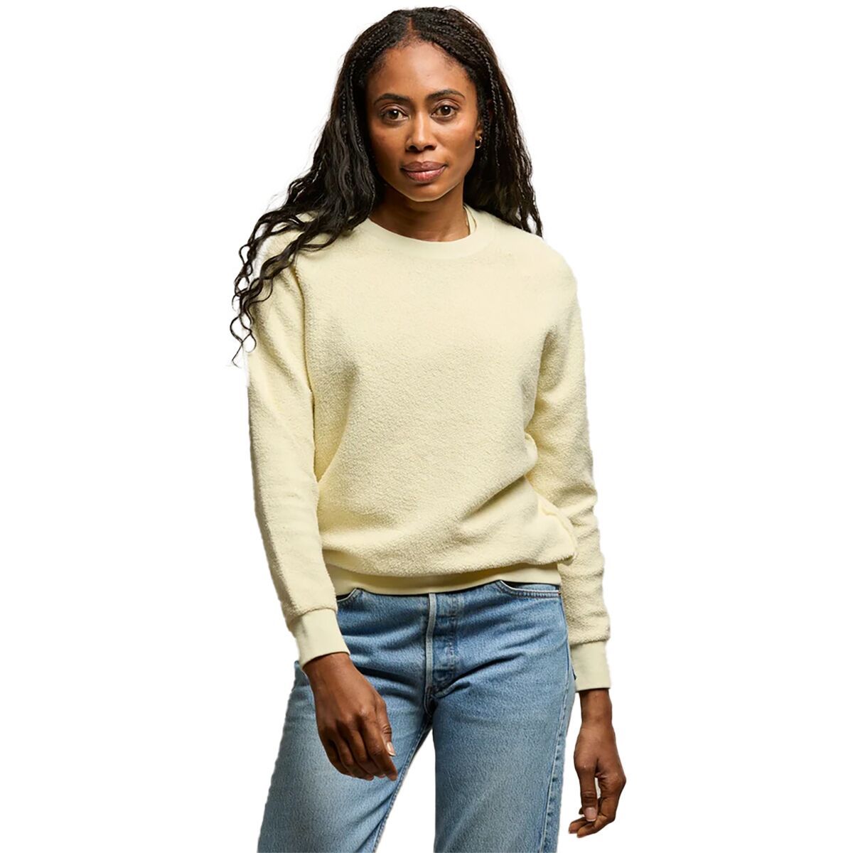 Image of perfectwhitetee Ziggy Reverse Fleece Shrunken Crew Sweater - Women's Custard, XL