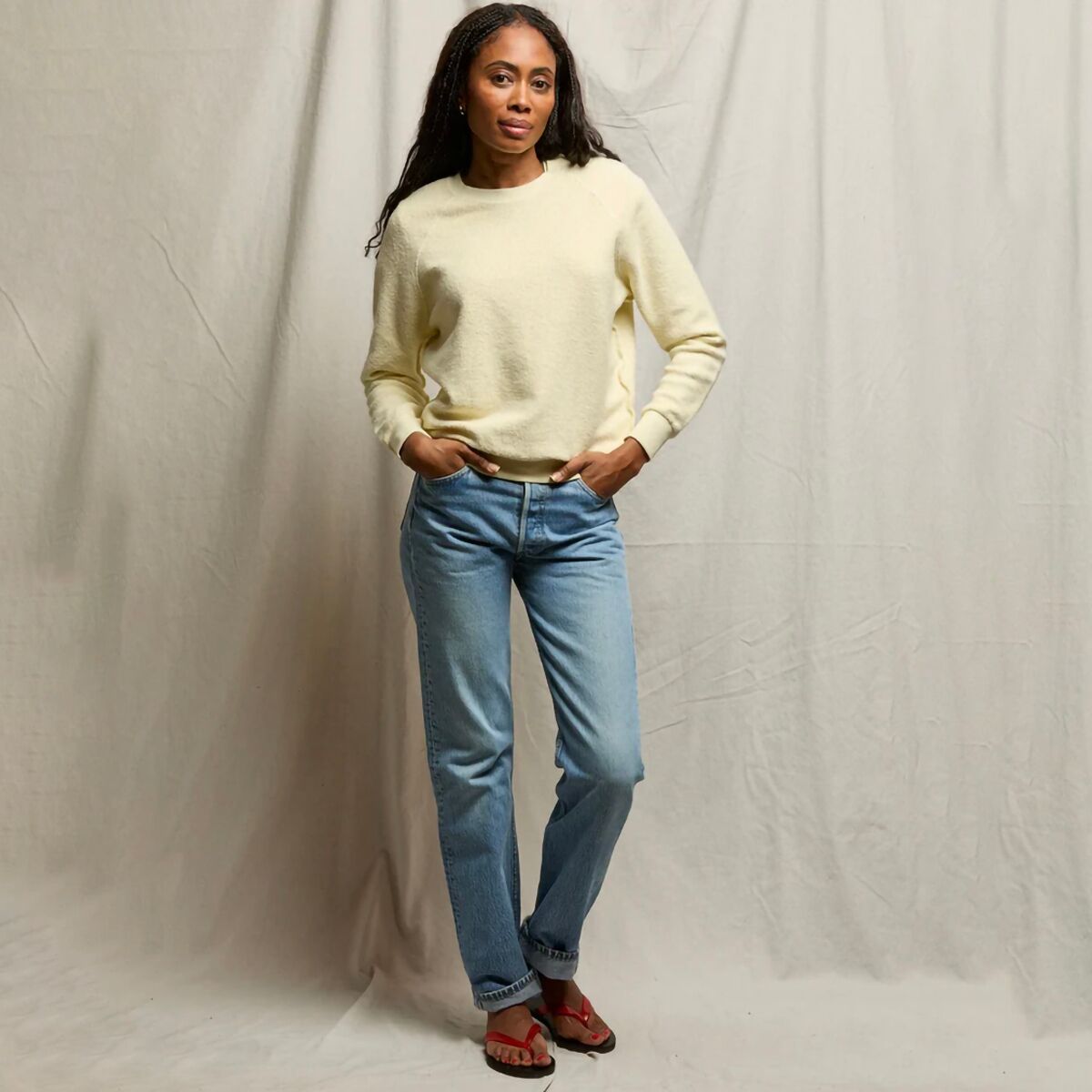 perfectwhitetee Ziggy Reverse Fleece Shrunken Crew Sweater