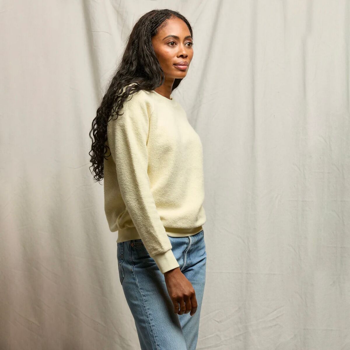 perfectwhitetee Ziggy Reverse Fleece Shrunken Crew Sweater