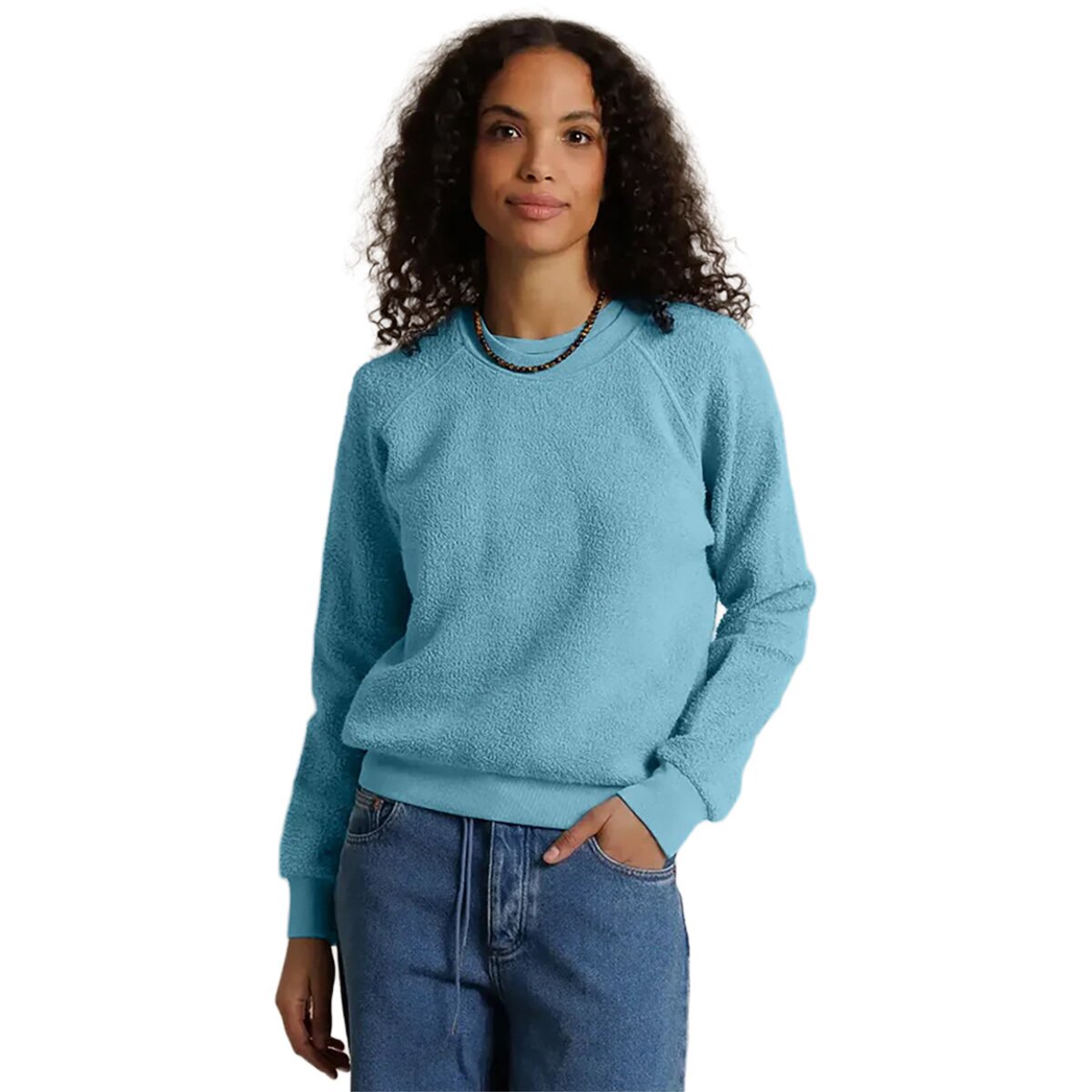 Image of perfectwhitetee Ziggy Reverse Fleece Shrunken Crew Sweater - Women's Milk Blue, S