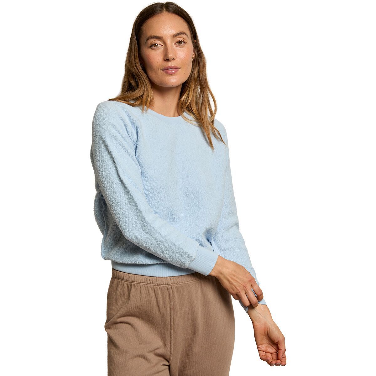 Image of perfectwhitetee Ziggy Reverse Fleece Shrunken Crew Sweater - Women's Powder Blue, XL