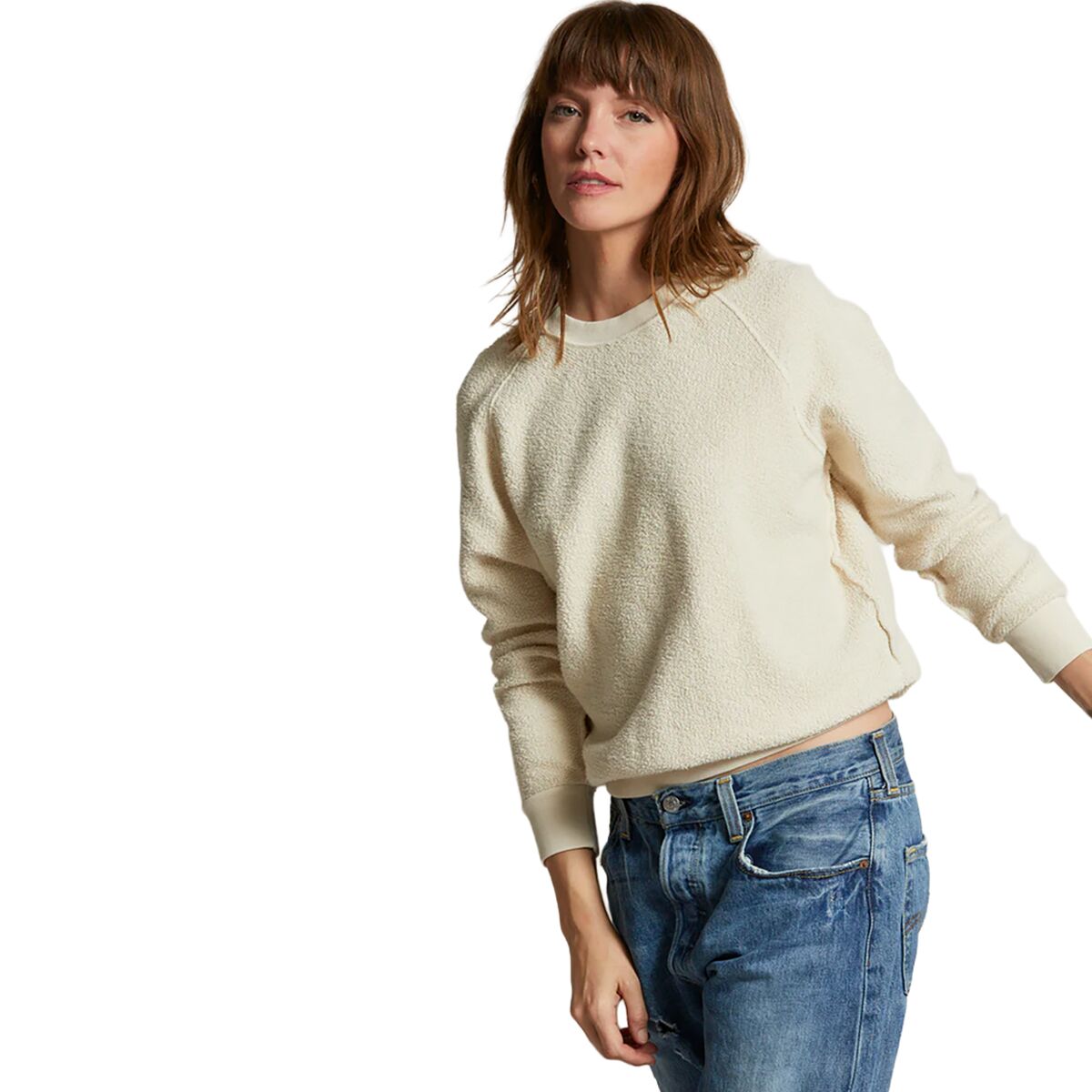 Image of perfectwhitetee Ziggy Reverse Fleece Shrunken Crew Sweater - Women's Sugar, L