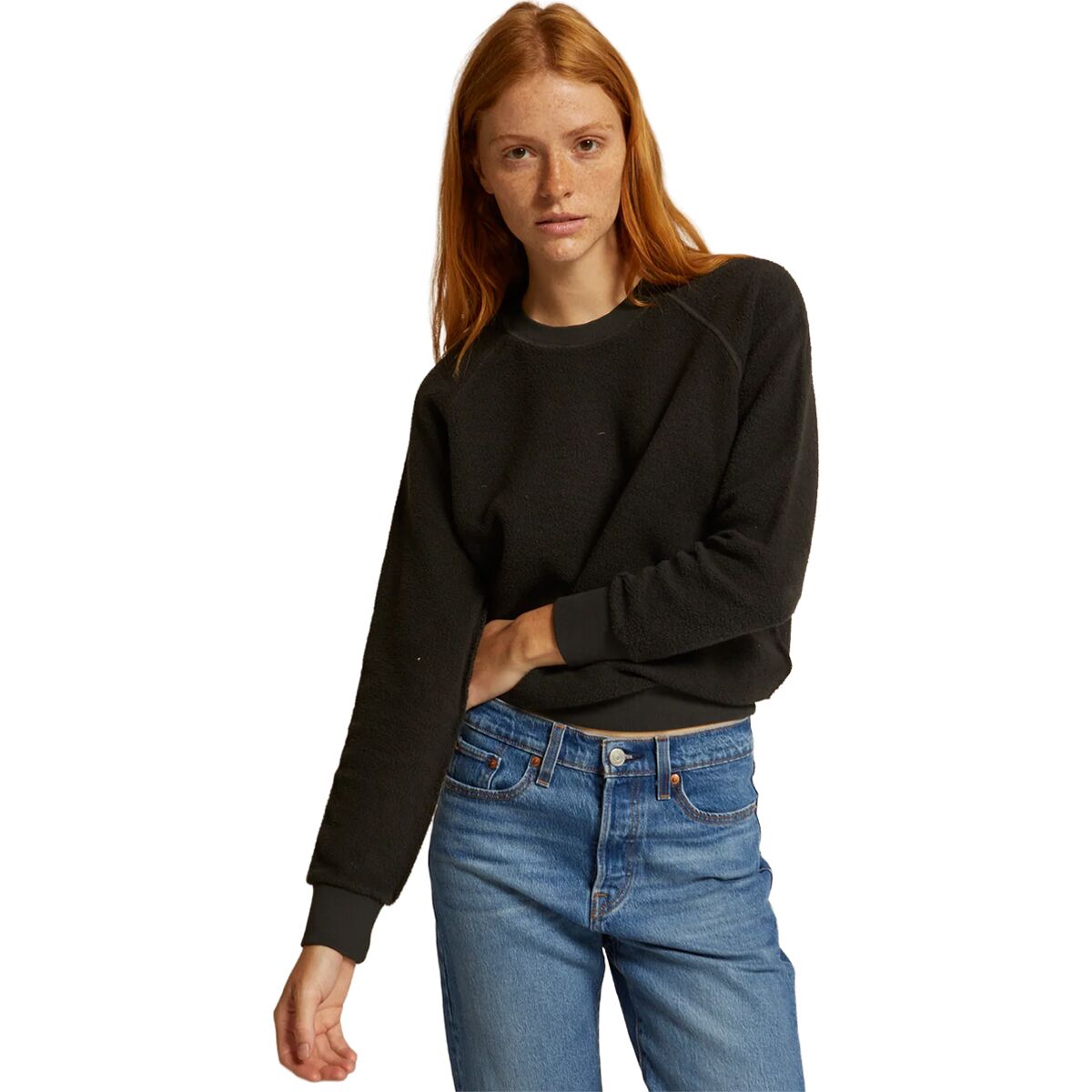 Image of perfectwhitetee Ziggy Reverse Fleece Shrunken Crew Sweater - Women's Vintage Black, L