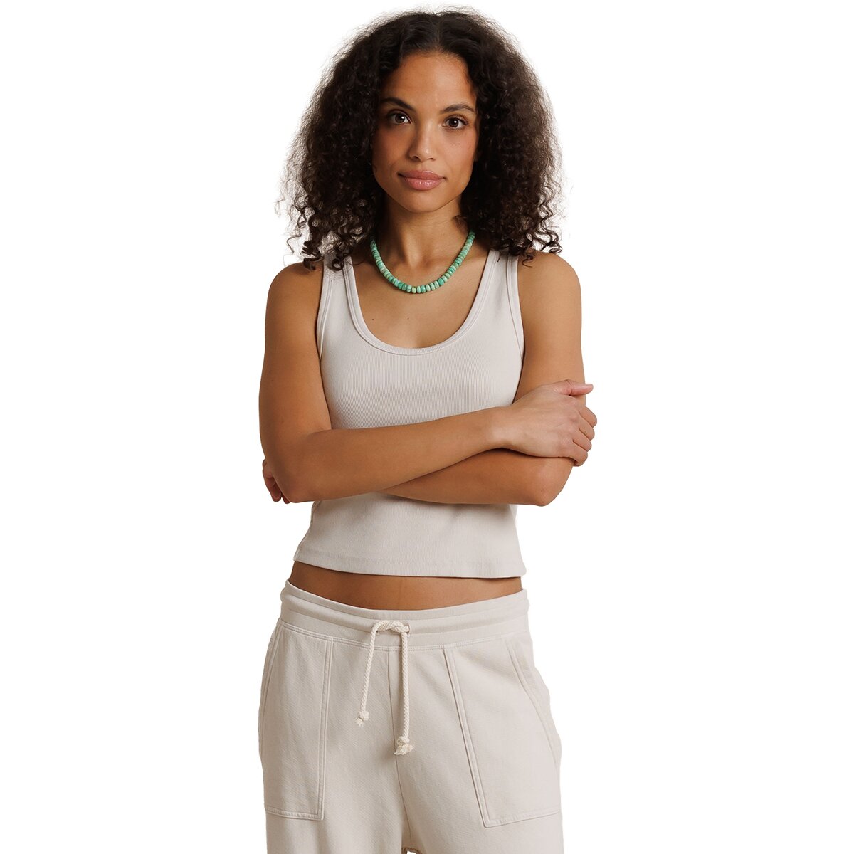 Image of perfectwhitetee Blondie Stripe Structured Rib Bra Friendly Tank - Women's Whitecap Grey, XL