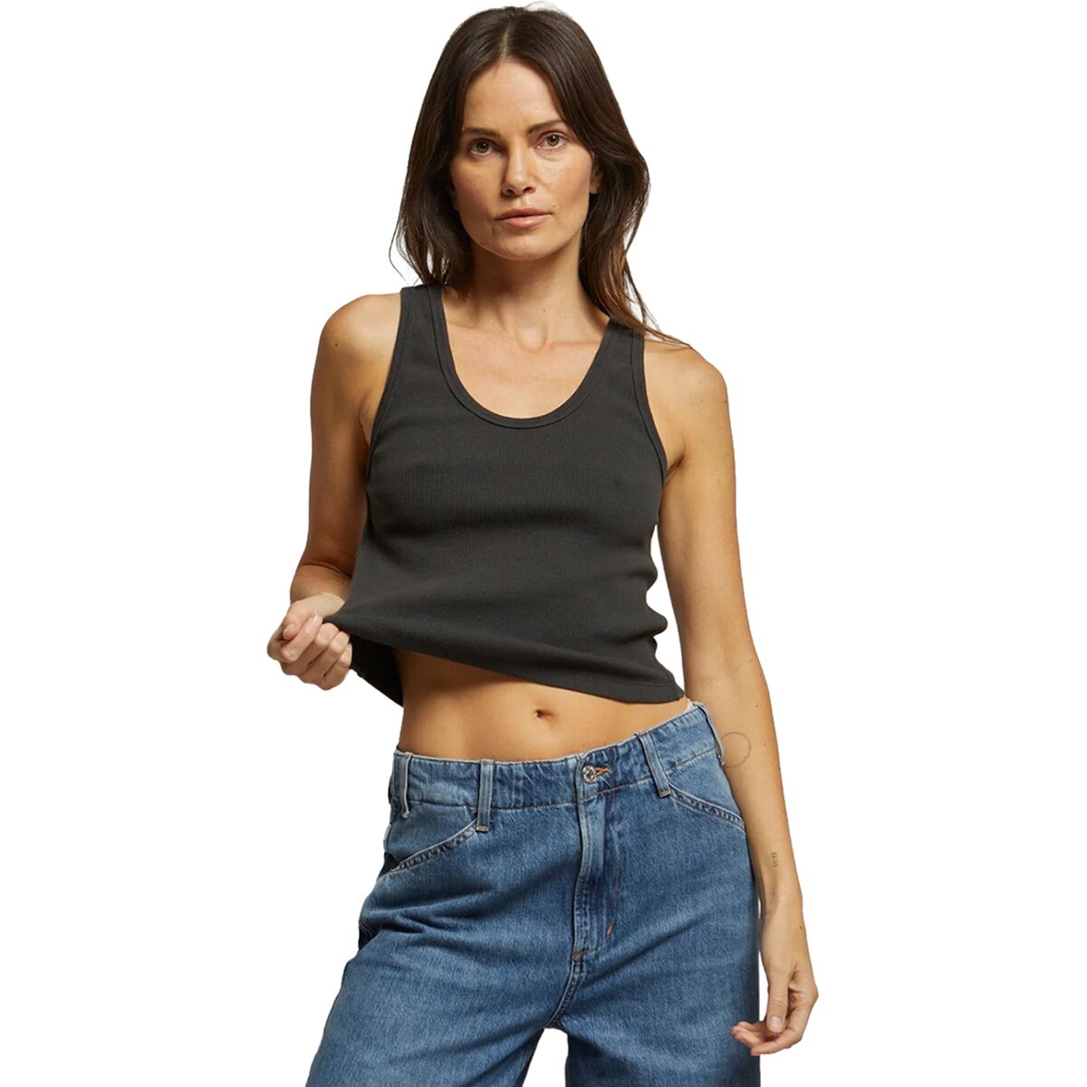 Image of perfectwhitetee Hendrix Structured Rib Bra Friendly Tank Top - Women's Vintage Black, XL