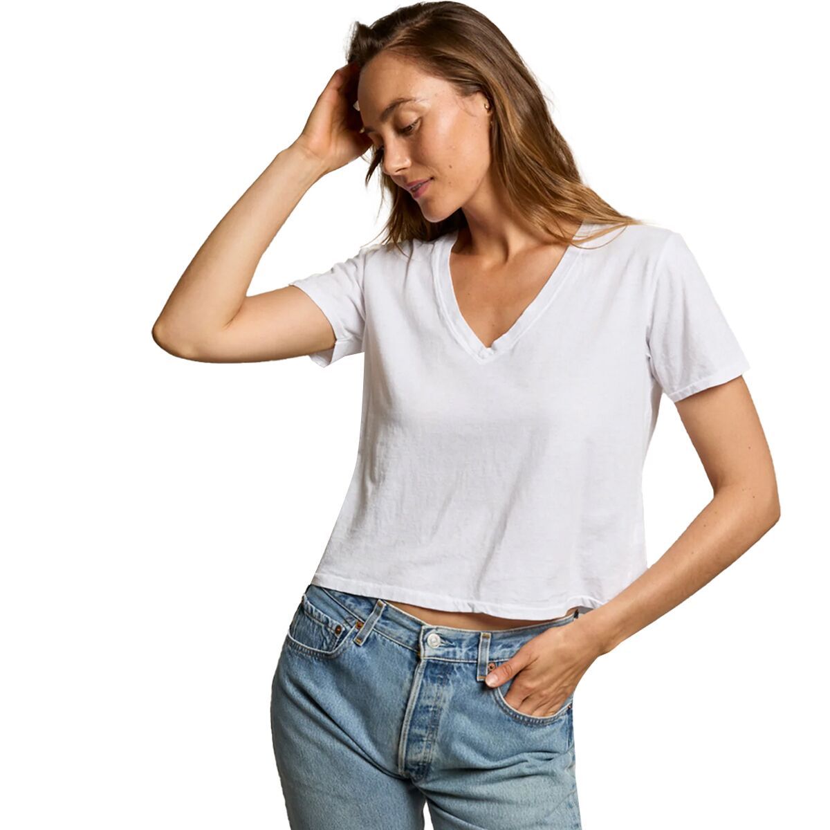 Image of perfectwhitetee Beckett Cotton V Neck T-Shirt - Women's White, XL