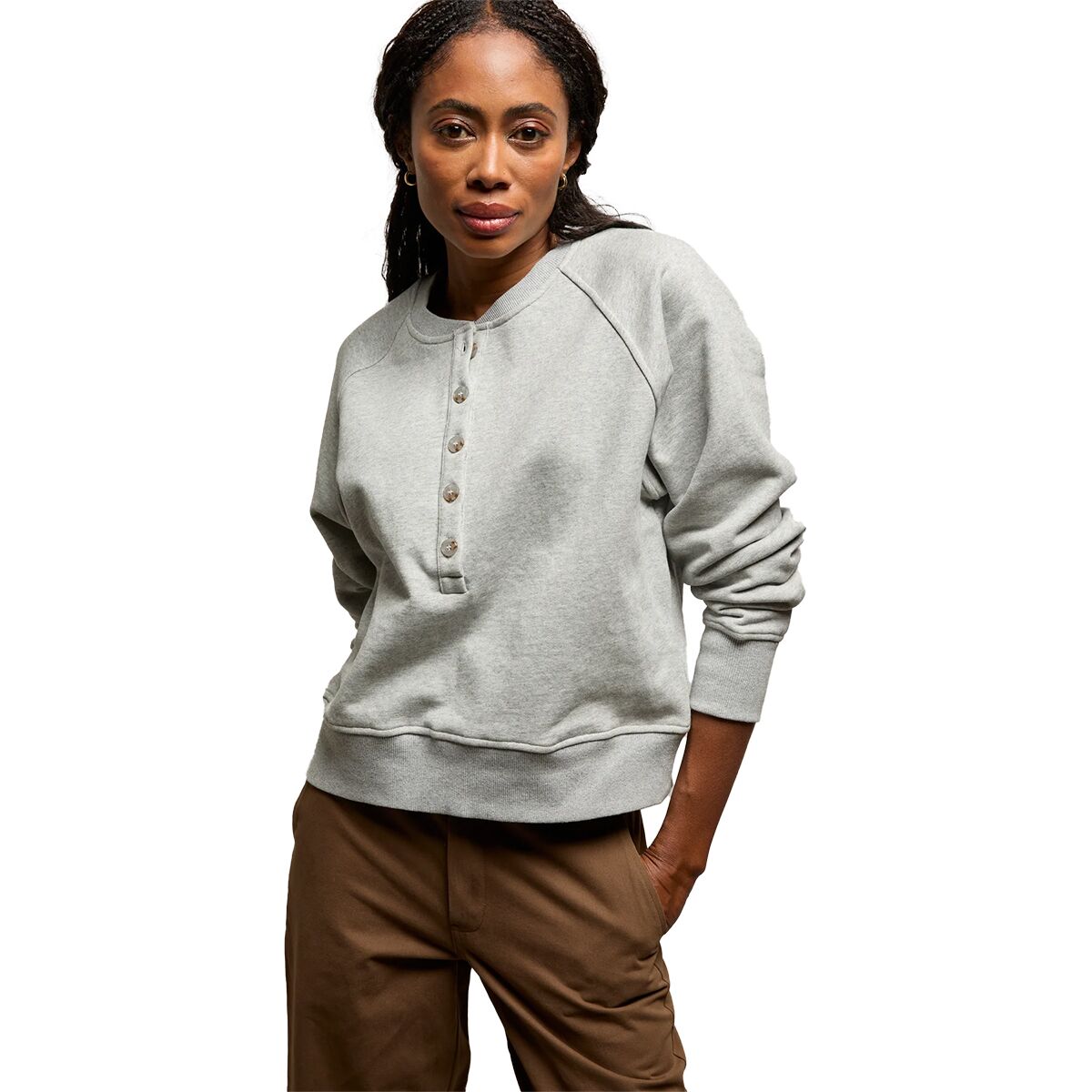 Image of perfectwhitetee Bowen French Terry Sweatshirt - Women's Heather Grey, XS