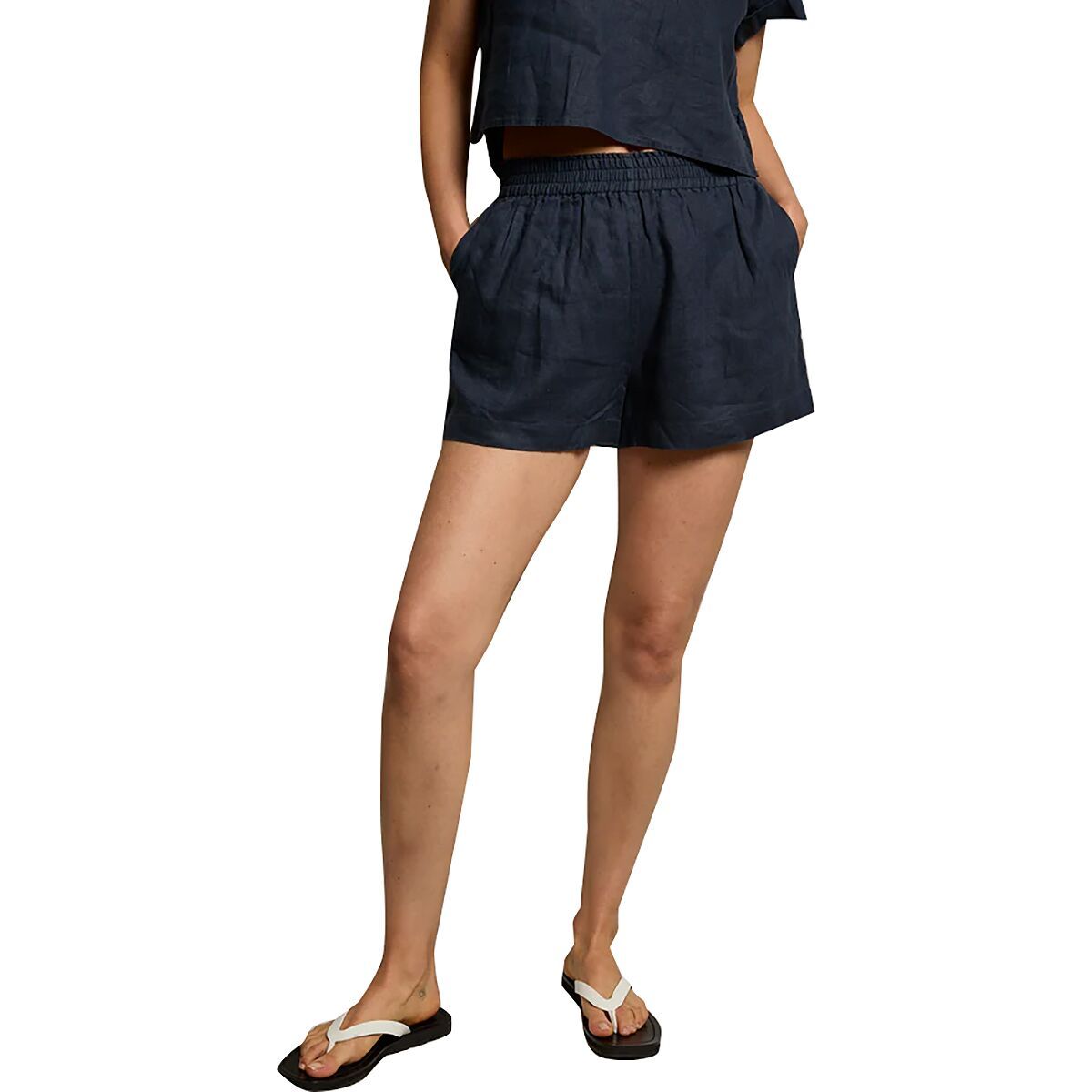 Image of perfectwhitetee Malin Linen Short - Women's Navy, M