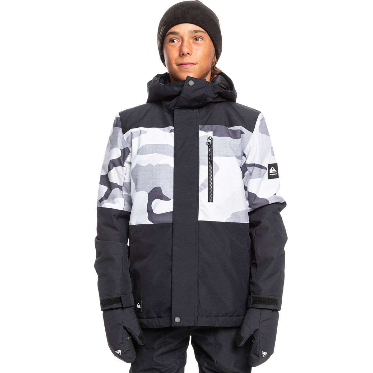 Quiksilver Mission Printed Block Jacket - Kids' Snow White Camo Power, XL(16)