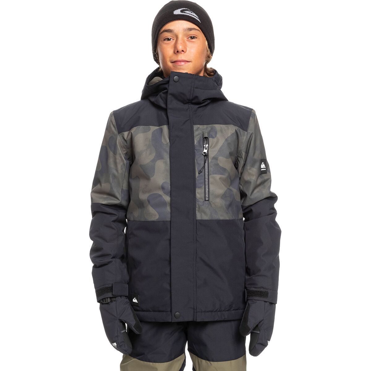 Quiksilver Mission Printed Block Jacket - Kids' True Black Fade Out Camo, L(14)