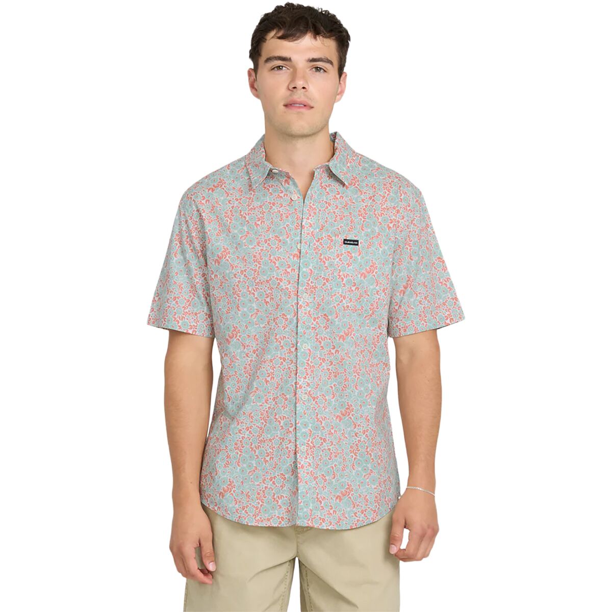 Image of Quiksilver Ditsy Daze Classic Short-Sleeve Shirt - Men's Blue Haze, L