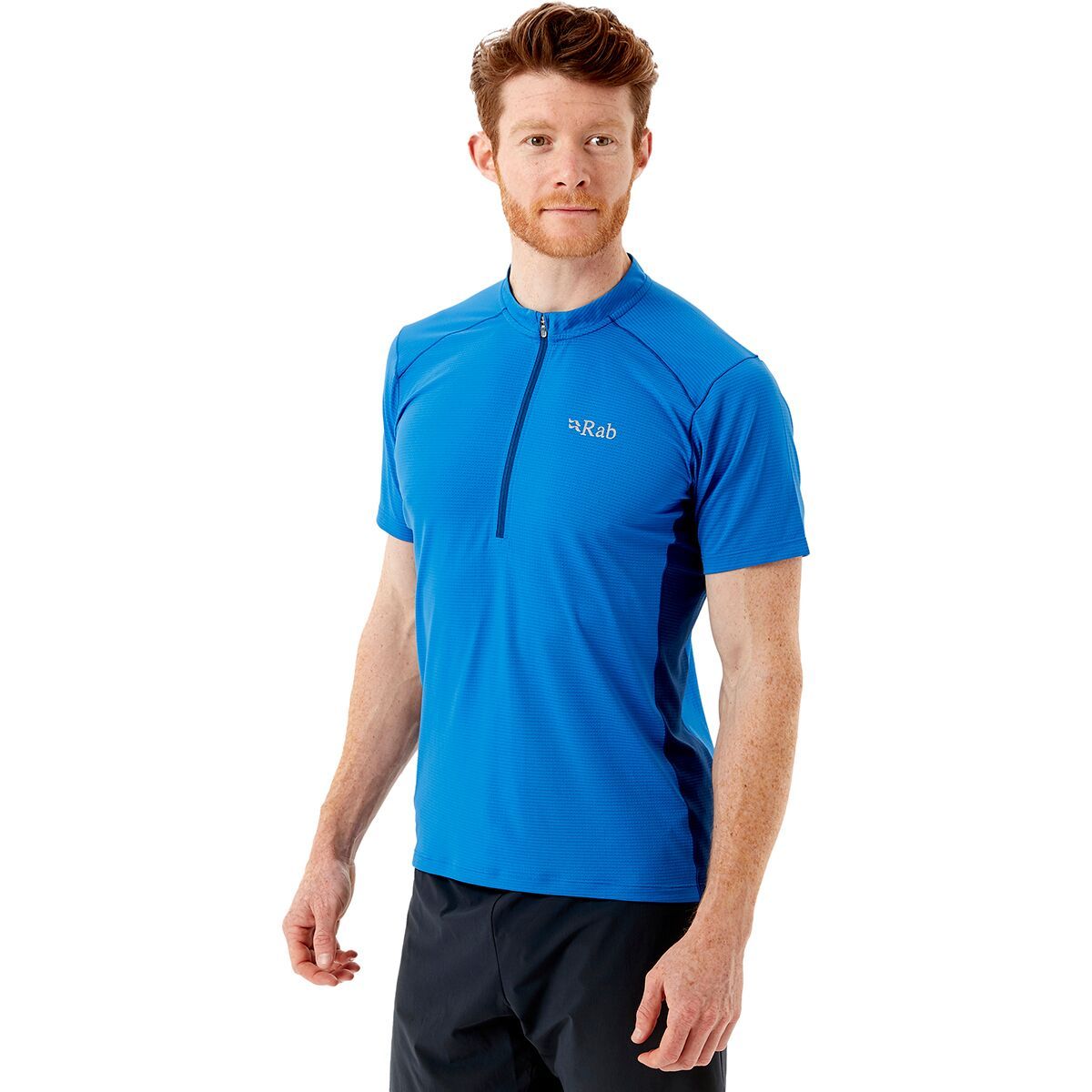 Rab Sonic Short-Sleeve Zip Shirt - Men's Polar Blue/Nightfall Blue, S