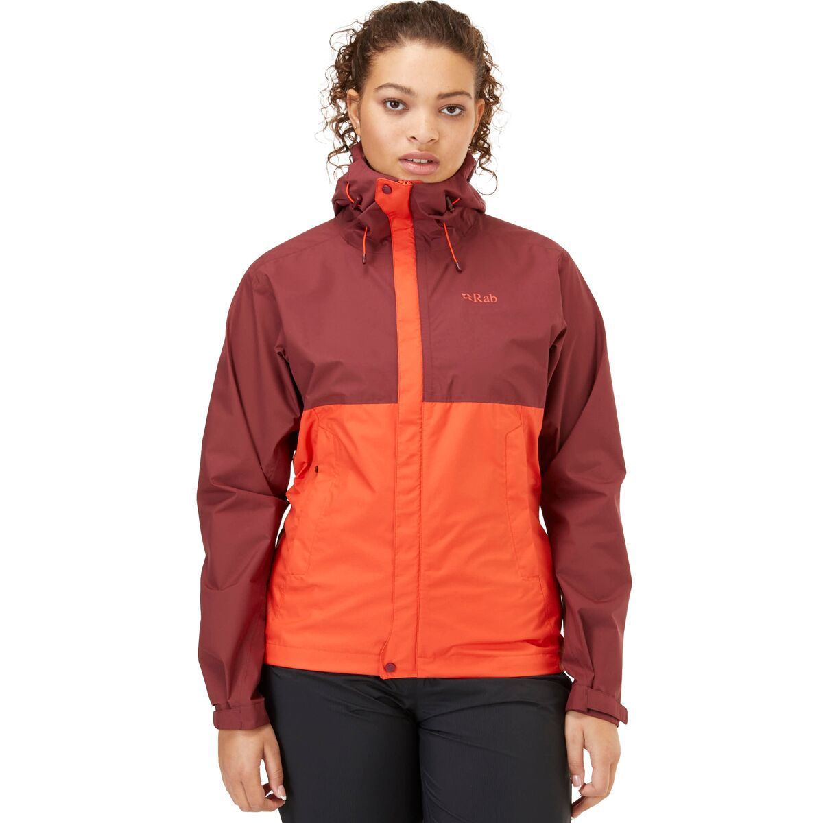 Rab Downpour Eco Jacket - Women's Deep Heather/Red Grapefruit, S