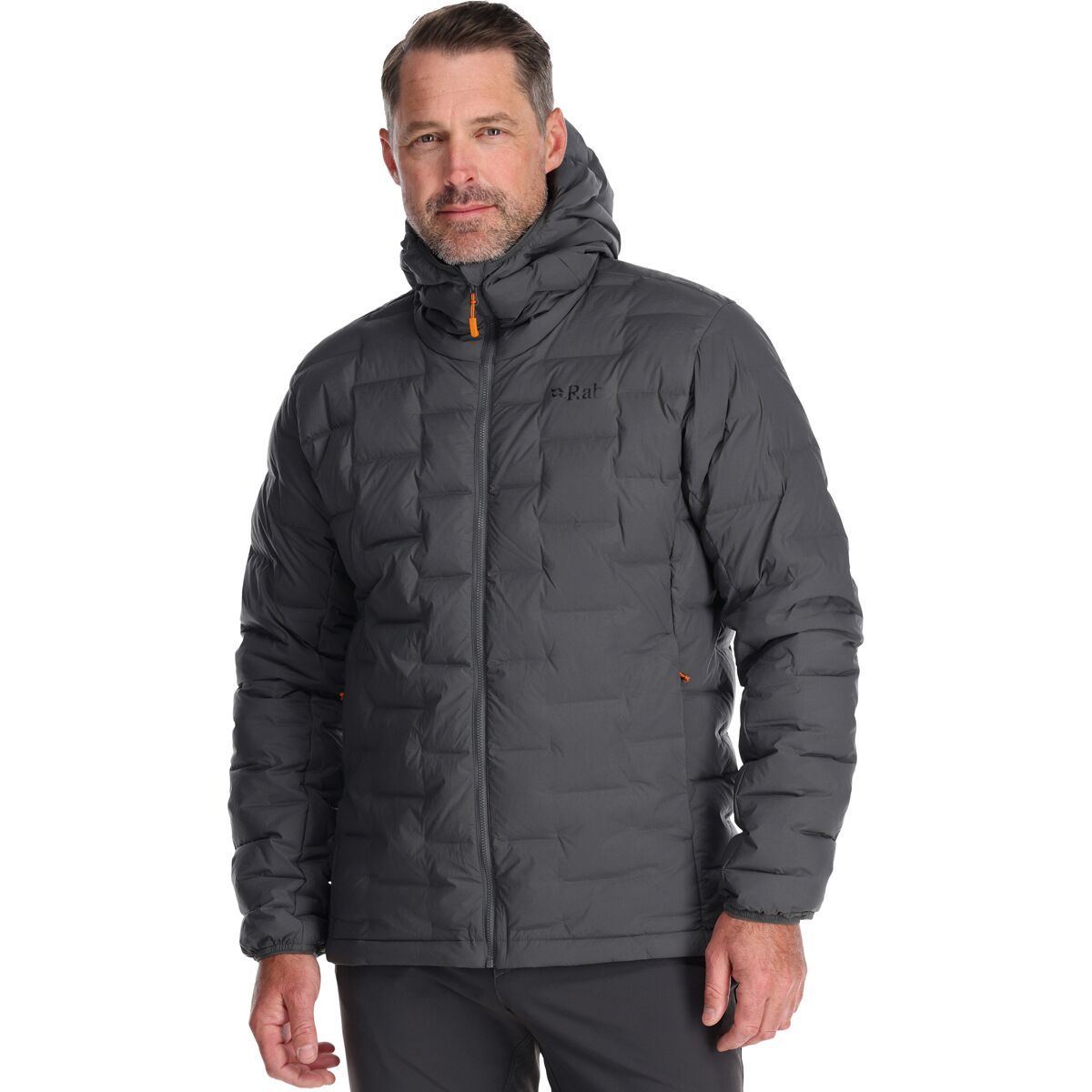 Rab Cubit Stretch Down Hooded Jacket - Men's Graphene, XL