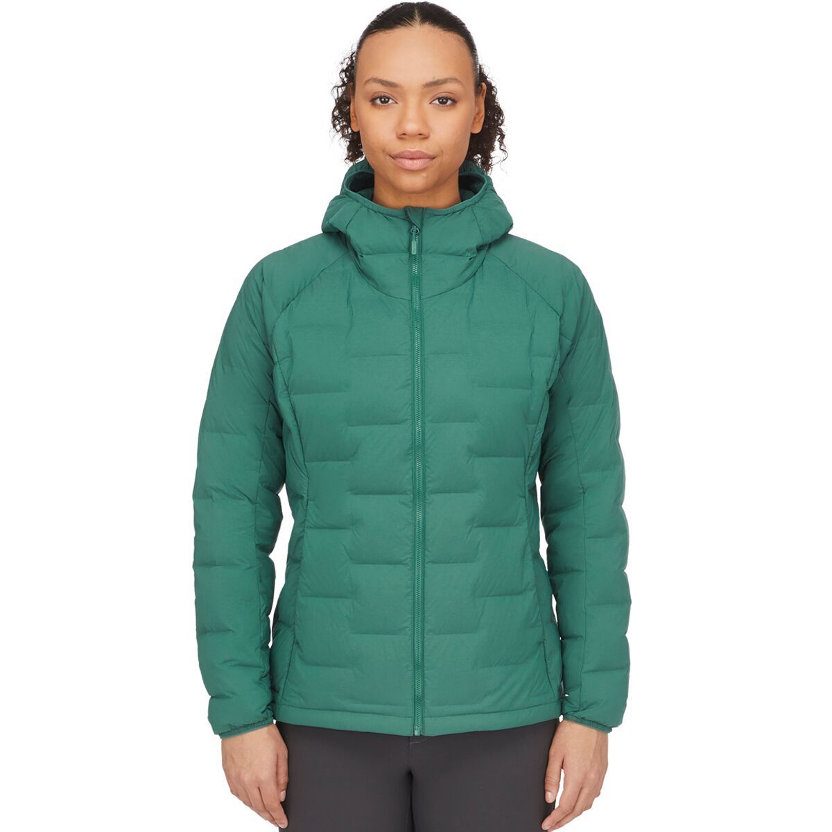 Rab Cubit Stretch Down Hooded Jacket - Women's Green Slate, M