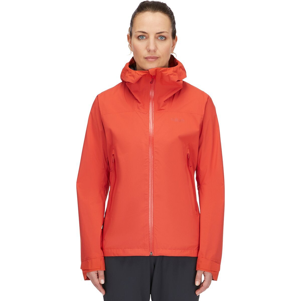 Image of Rab Downpour Light Jacket - Women's Red Grapefruit, L