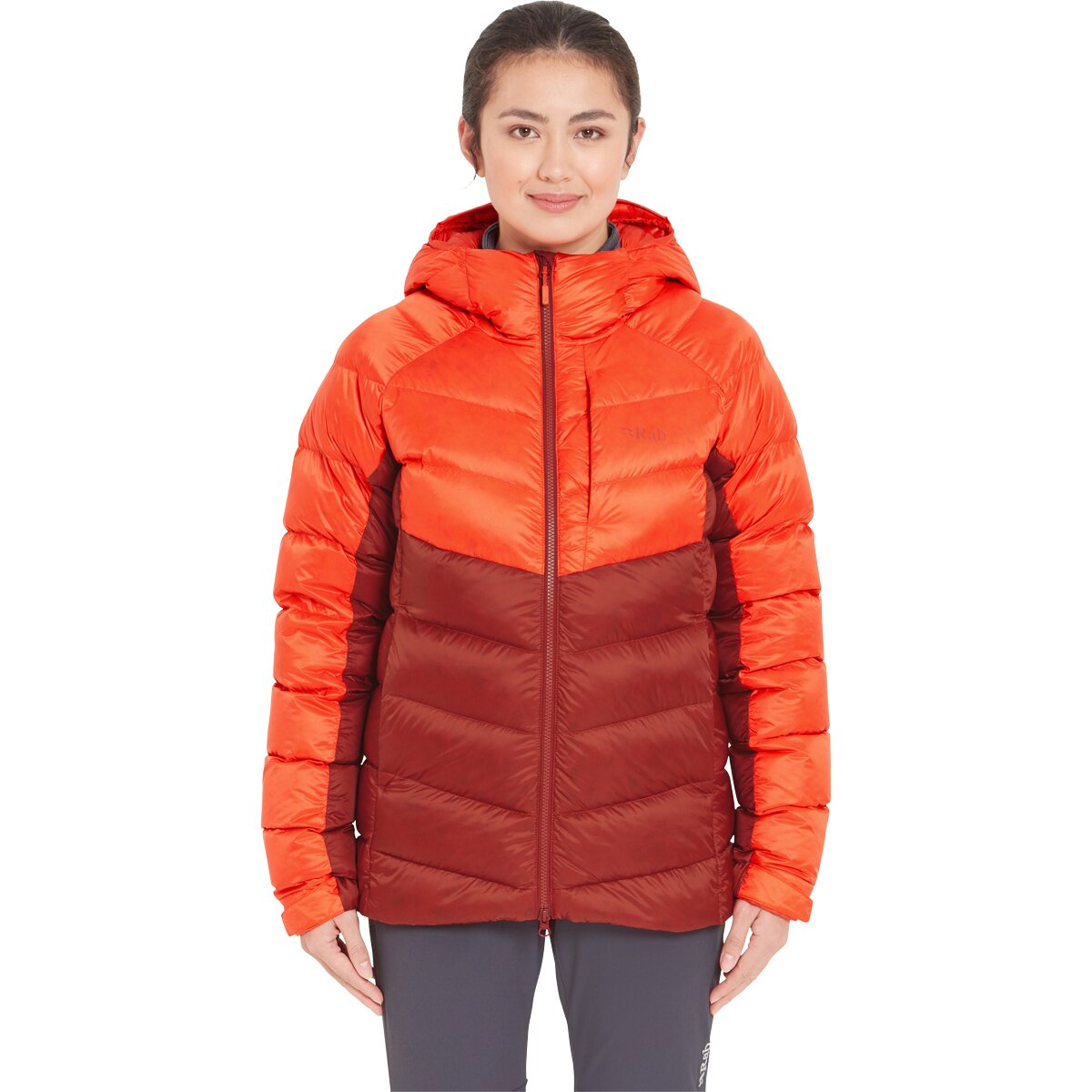 Image of Rab Glaceon Pro Down Jacket - Women's Red Grapefruit/Tuscan Red, L