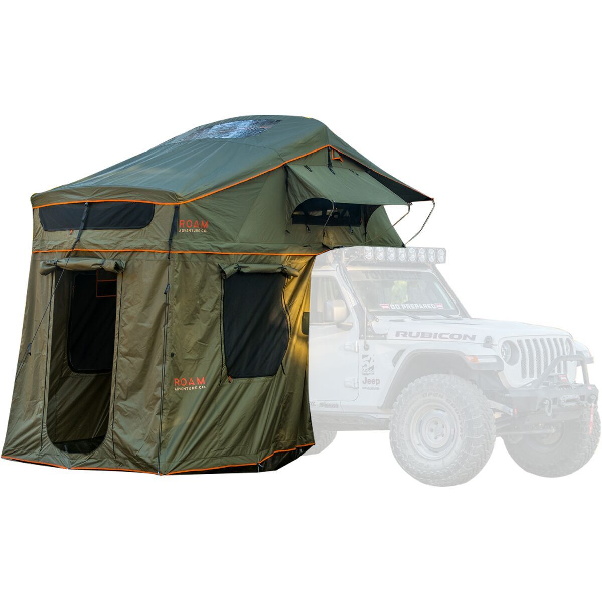 Image of ROAM Adventure Co Vagabond XL Rooftop Tent + Annex: 4-Person Forest Green/Hyper Orange, One Size