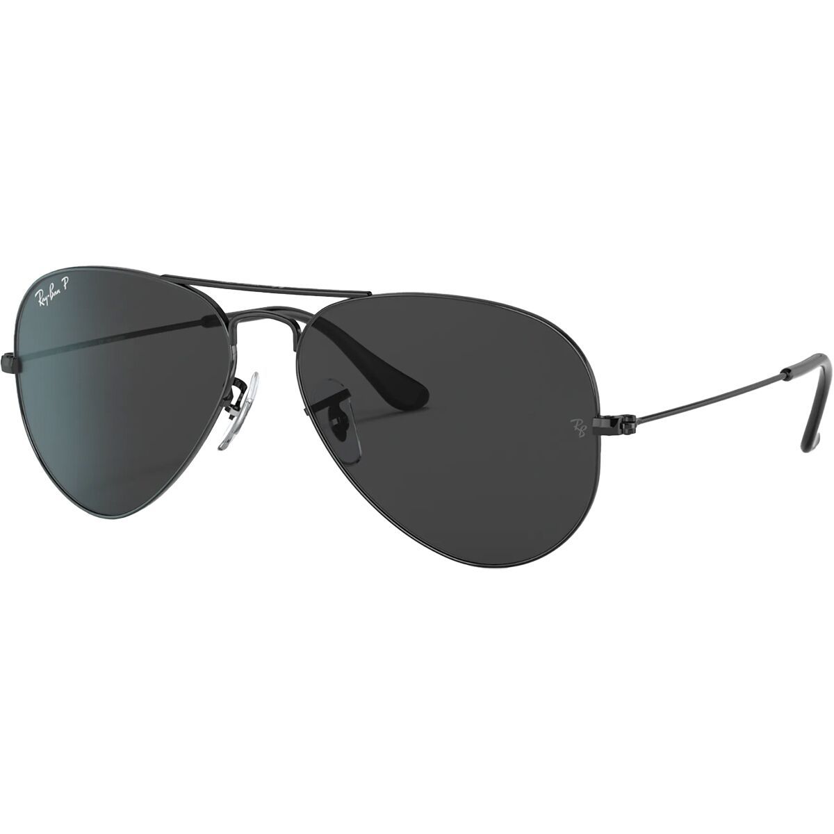 Image of Ray-Ban Aviator Large Metal Polarized Sunglasses Black/Black Polar, 58