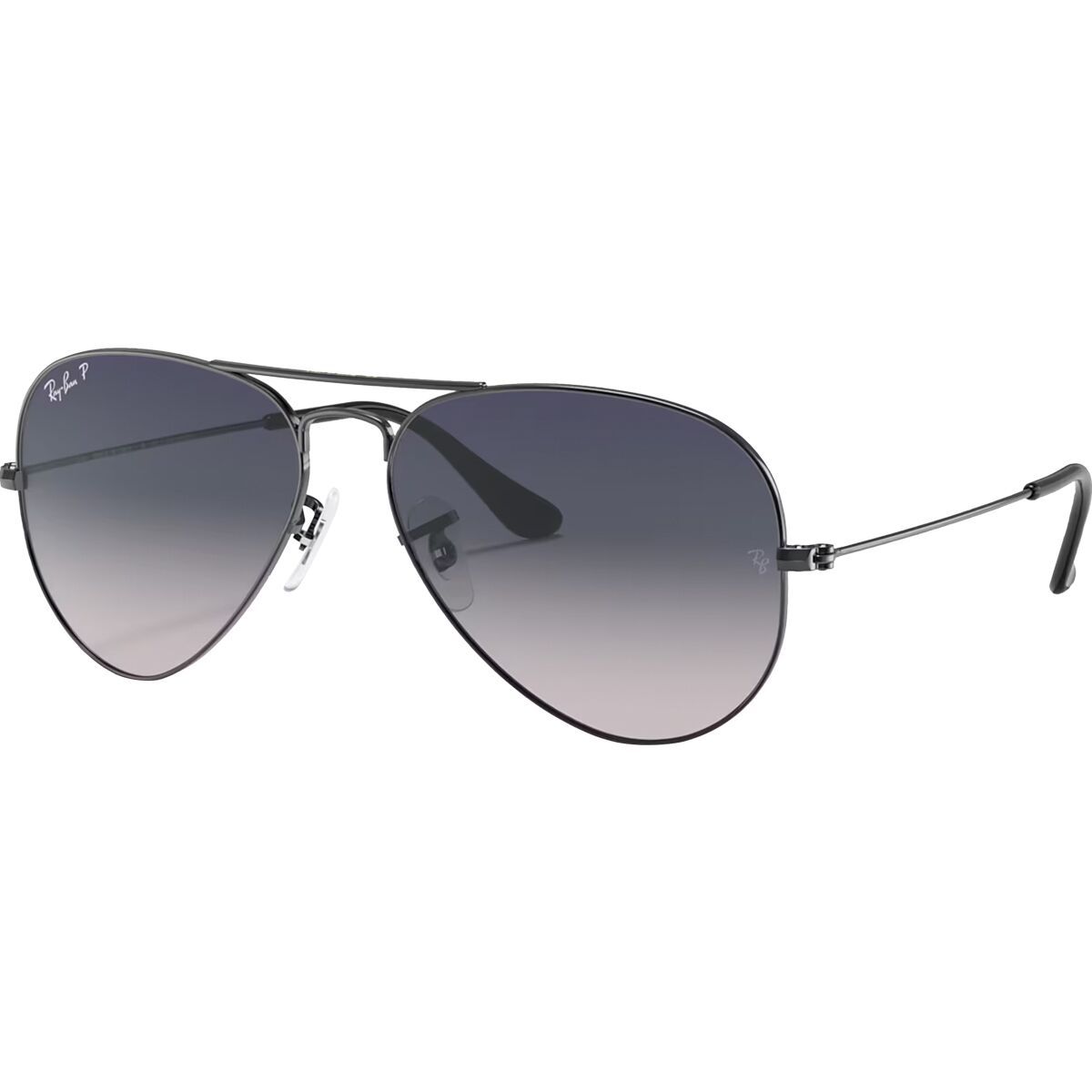 Image of Ray-Ban Aviator Large Metal Polarized Sunglasses Gunmetal/Blue Gradient Grey Polar, 55