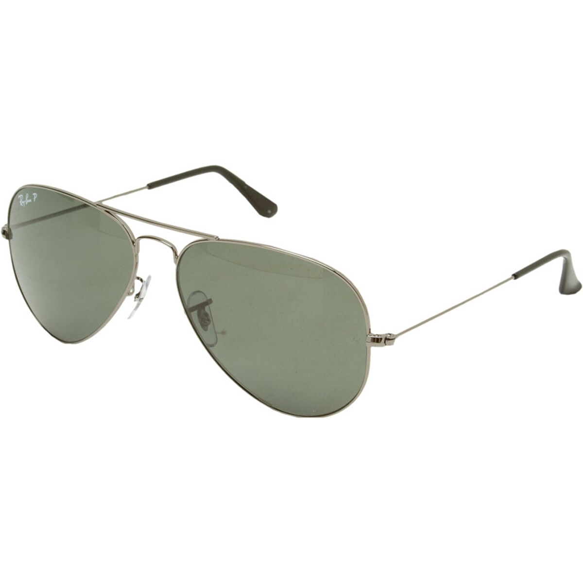 Image of Ray-Ban Aviator Large Metal Polarized Sunglasses Gunmetal/Crystal Green Polarized, L