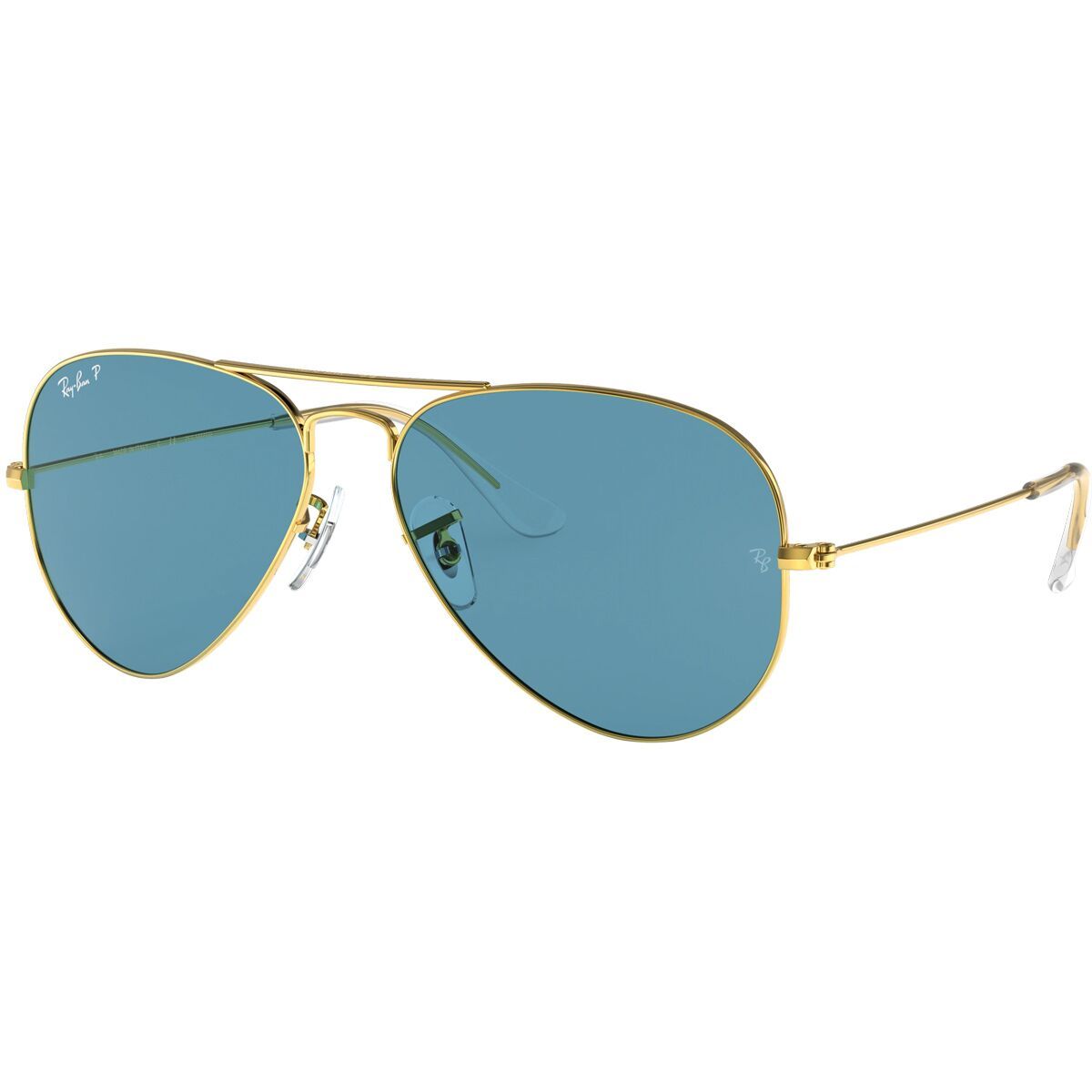 Image of Ray-Ban Aviator Large Metal Polarized Sunglasses Legend Gold/Blue Polar, 55