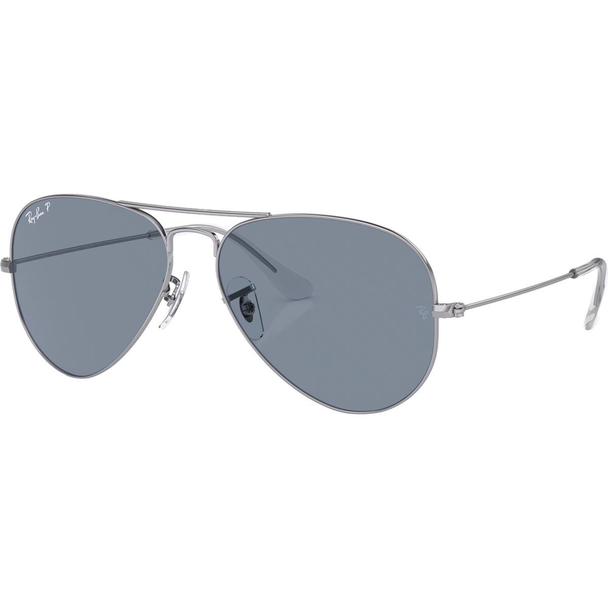 Image of Ray-Ban Aviator Large Metal Polarized Sunglasses Silver/Polar Blue, 55