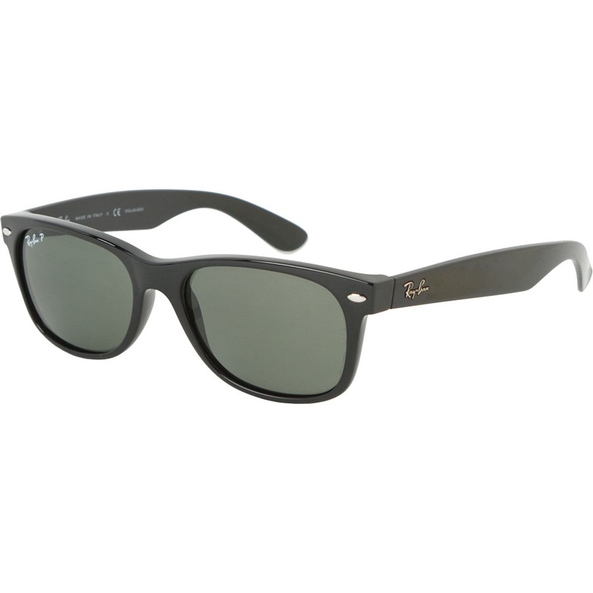 Image of Ray-Ban New Wayfarer Polarized Sunglasses Black/Crystal Natural Green, M (55) Standard