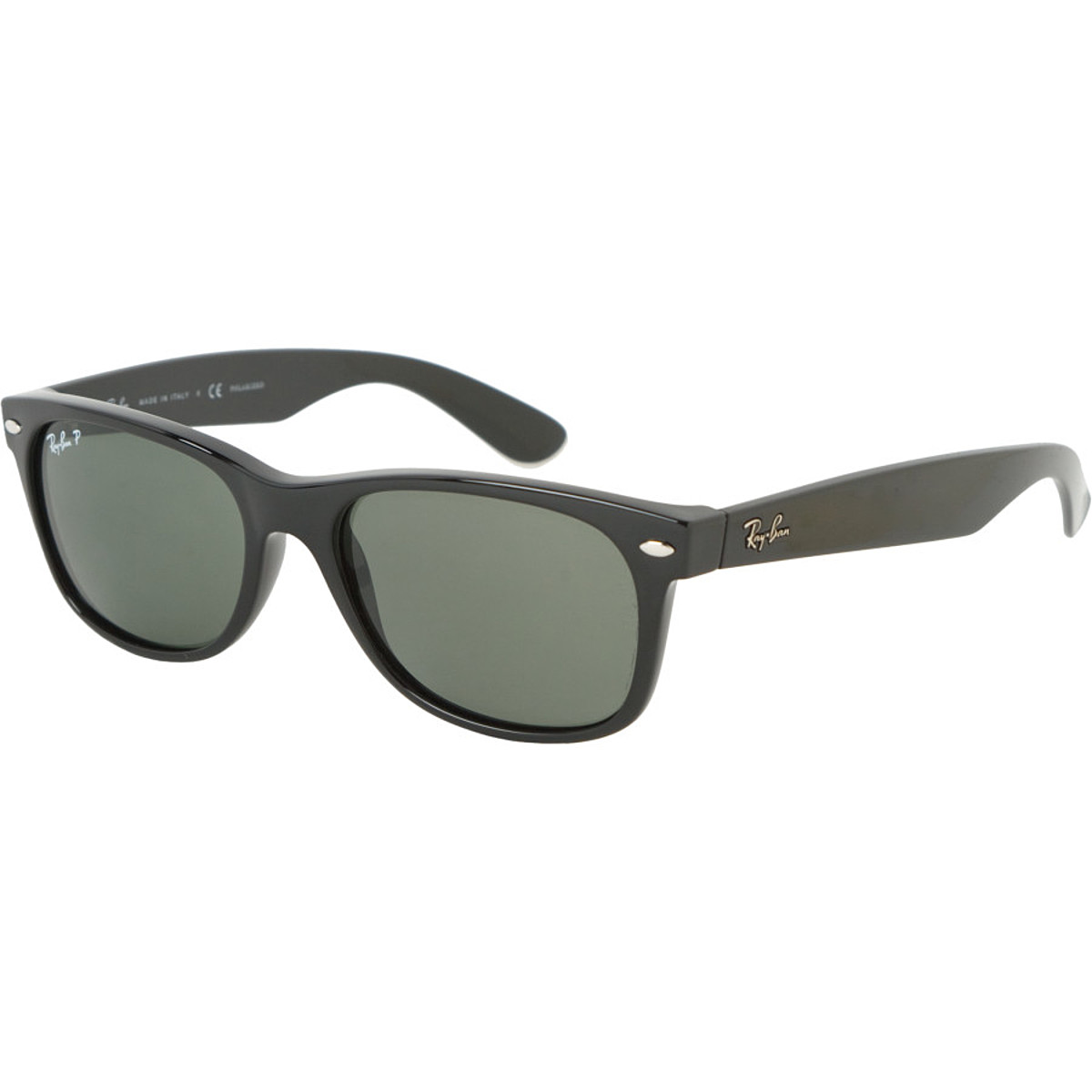 Image of Ray-Ban New Wayfarer Polarized Sunglasses Black/Crystal Natural Green, M (55) Standard