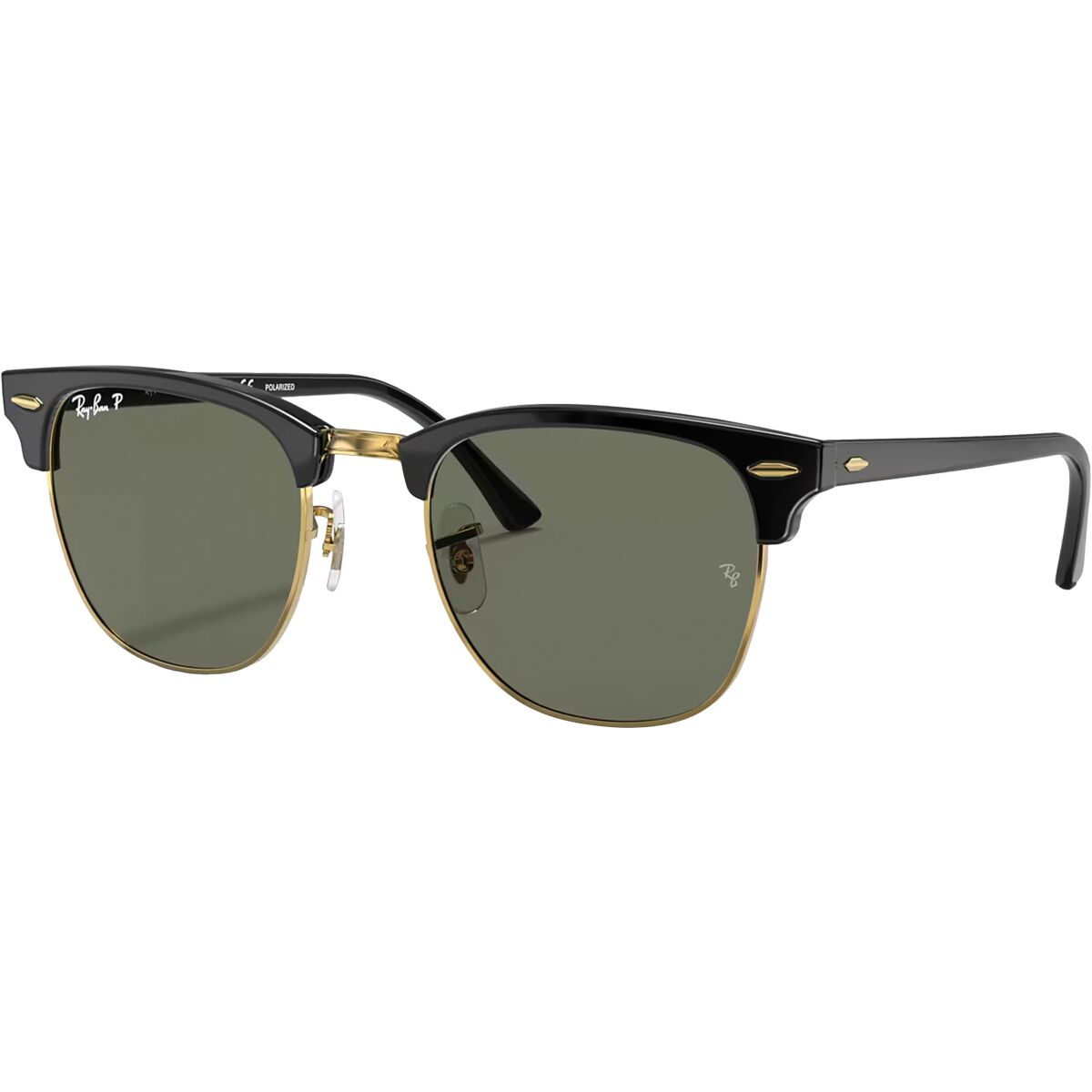 Image of Ray-Ban Clubmaster Polarized Sunglasses Black/G-15 Green, 55