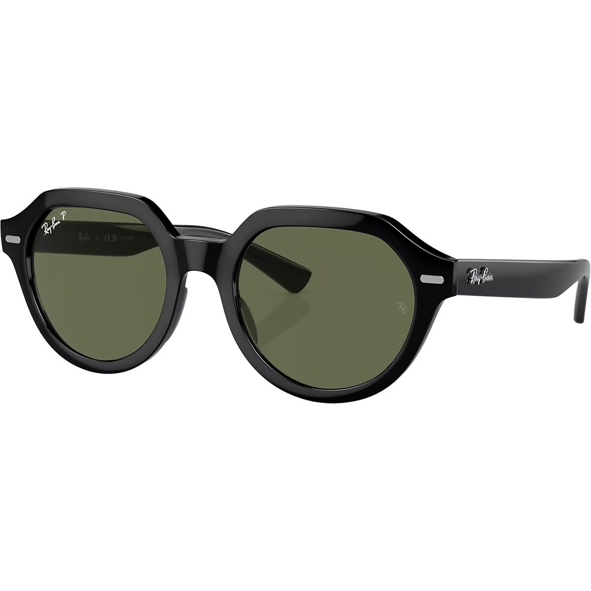 Image of Ray-Ban Gina Polarized Sunglasses Black/Green Polar, 53