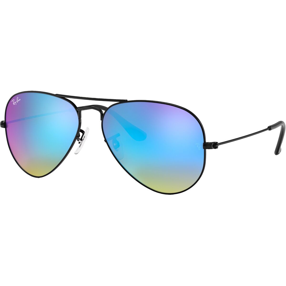 Image of Ray-Ban Aviator Large Metal Sunglasses Black/Brown Gradient Mirror Blue, 55