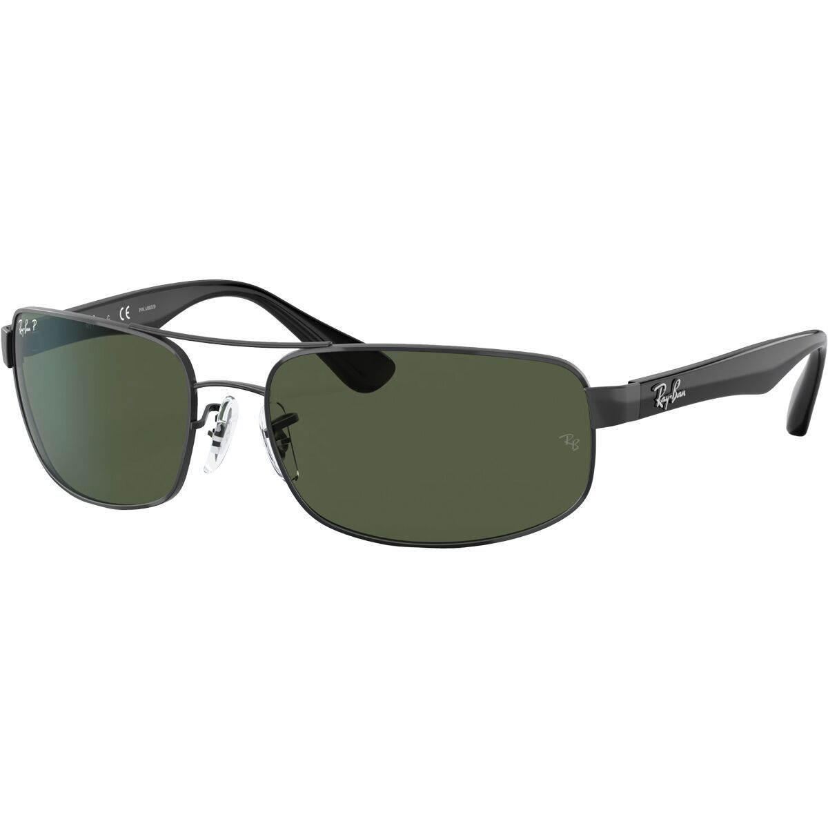 Image of Ray-Ban RB3445 Polarized Sunglasses Black/Dark Green Polar, 61
