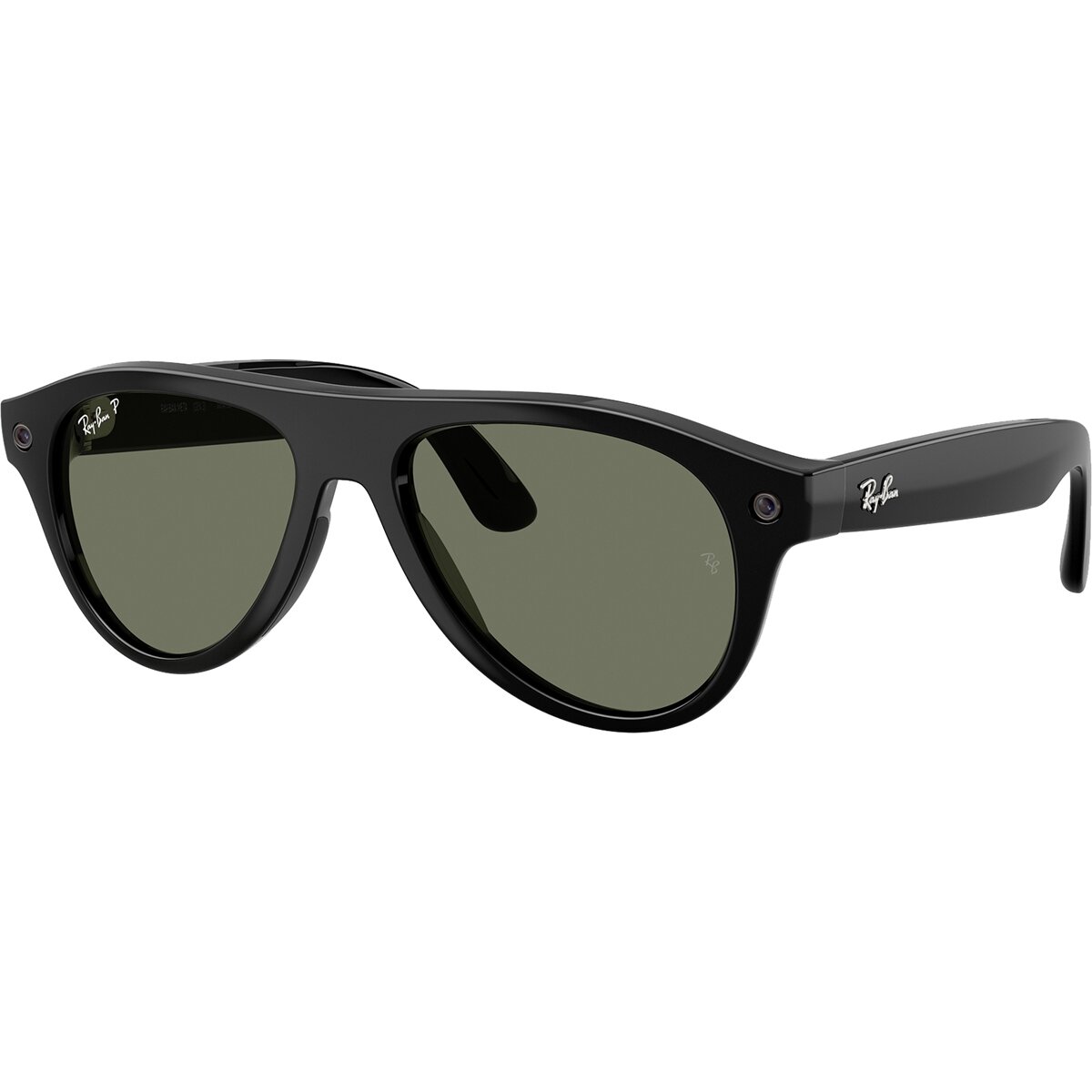 Image of Ray-Ban Meta Aviator Polarized Sunglasses Shiny Black/G15 Green Polar, 54