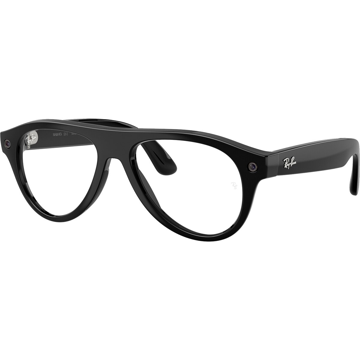 Image of Ray-Ban Meta Aviator Sunglasses Shiny Black/Transitions Graphite Green, 54