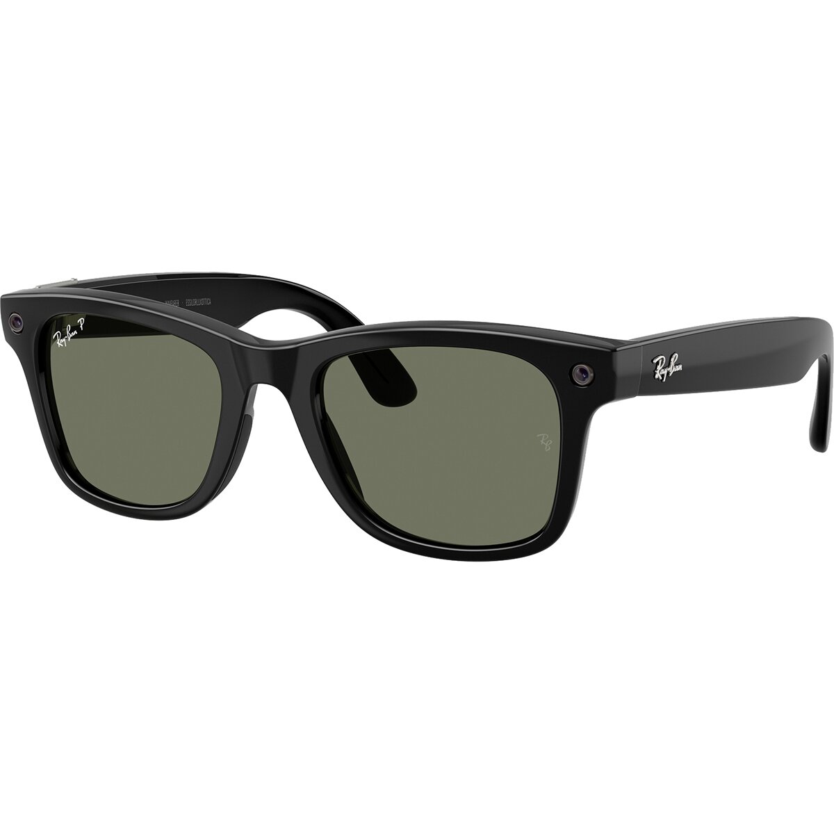 Image of Ray-Ban Meta Wayfarer Polarized Sunglasses Shiny Black/G15 Green Polar, 50
