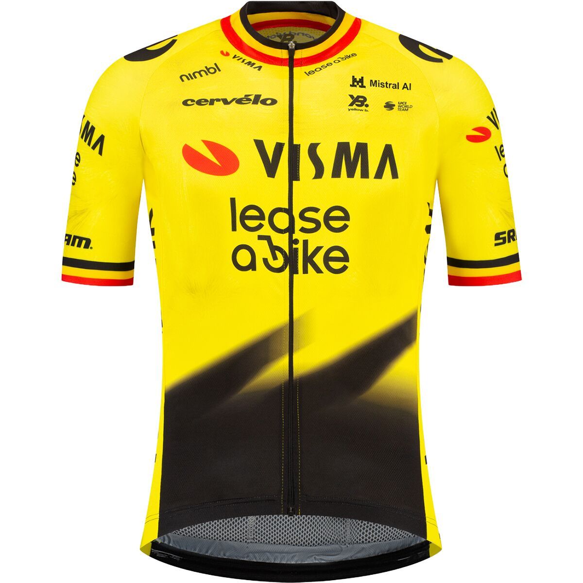 Image of Racing-Gear Team Visma Lease a Bike Belgian Champion Jersey - Men's Yellow/Black/Belgian Flag Trim, XL