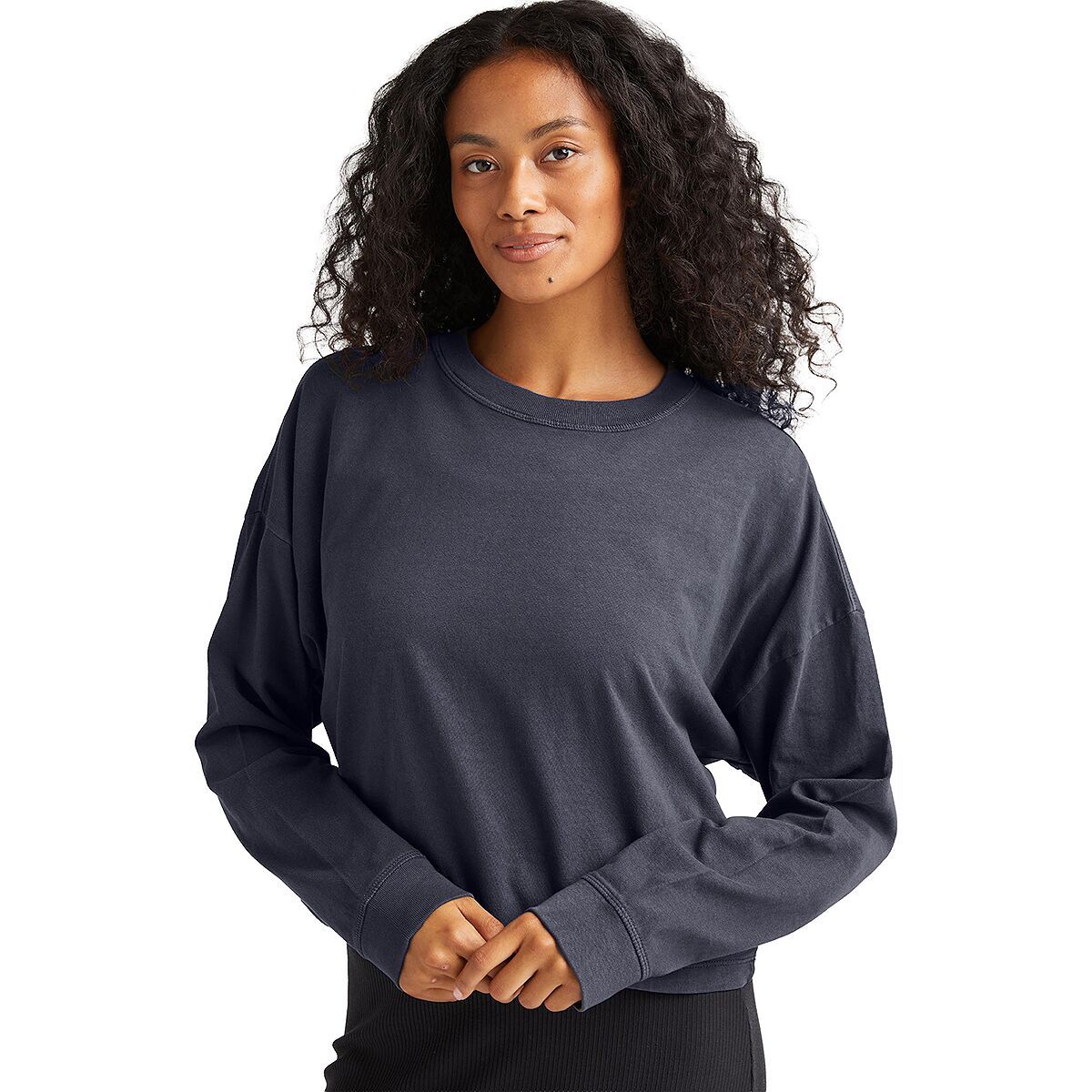 Image of Richer Poorer Relaxed Crop Long-Sleeve T-Shirt - Women's Blue Steel, M