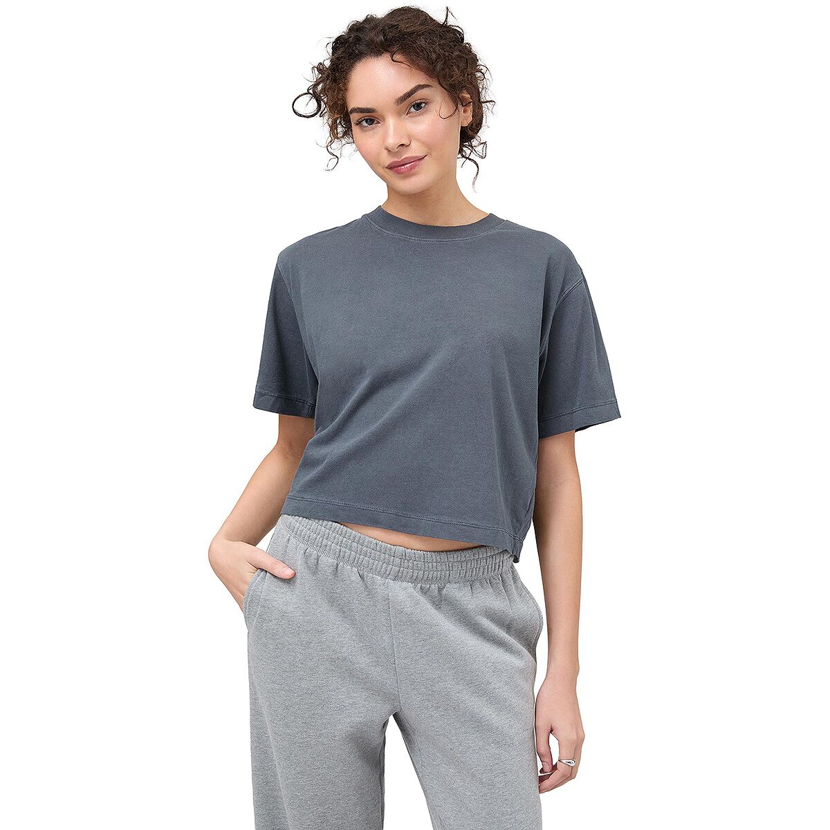 Image of Richer Poorer Relaxed Crop T-Shirt - Women's Blue Steel, XS