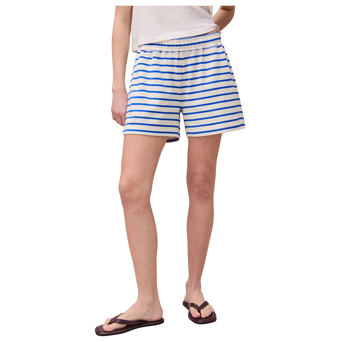 Image of Richer Poorer Malibu Pima Sweatshort - Women's Pop Blue Stripe, L
