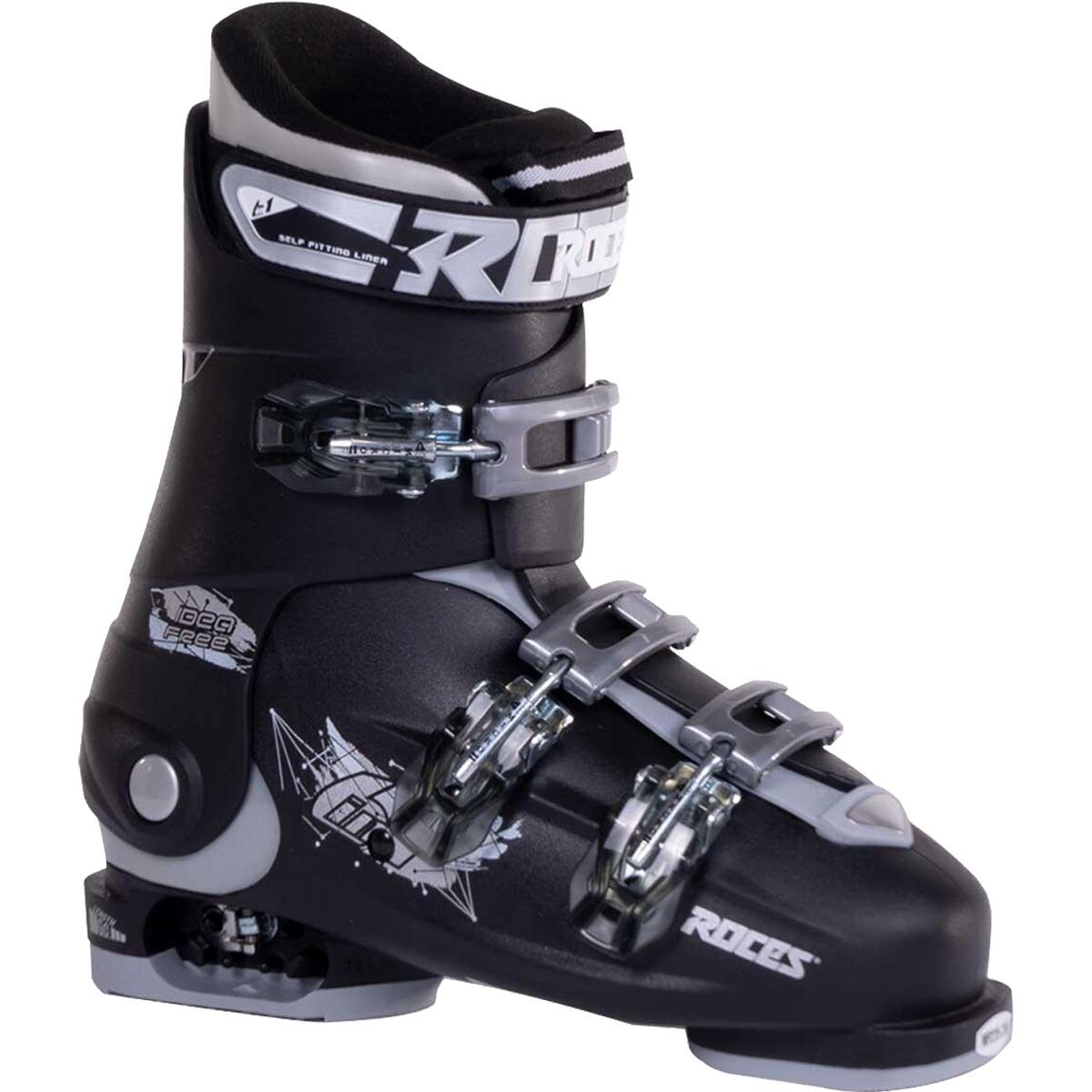Image of Roces Idea Free Adjustable Ski Boots - Kids' Black/Silver, 22.5-25.5