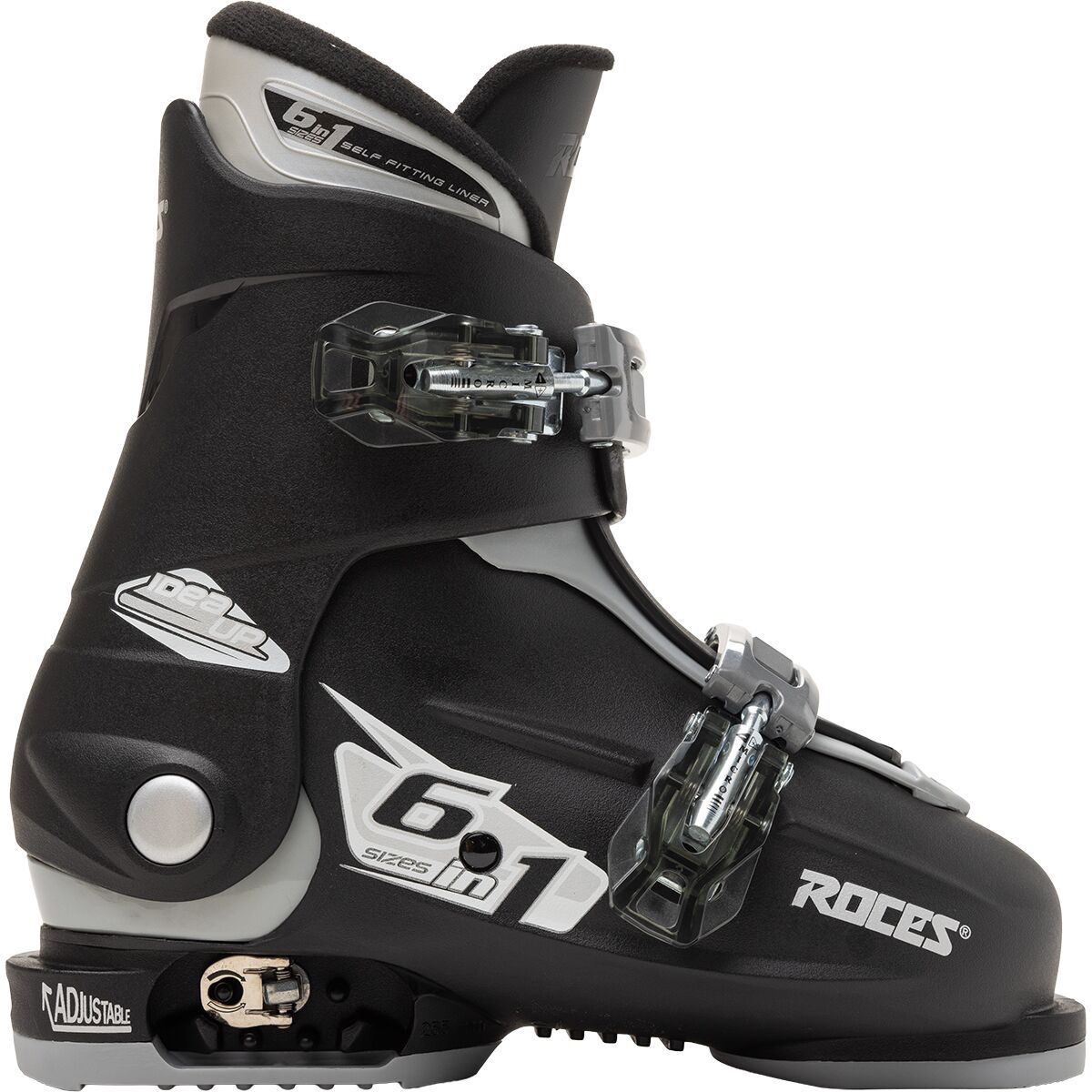 Image of Roces Idea Up Adjustable Double Buckle Ski Boots - Kids' Black/Silver, 19.0-22.0