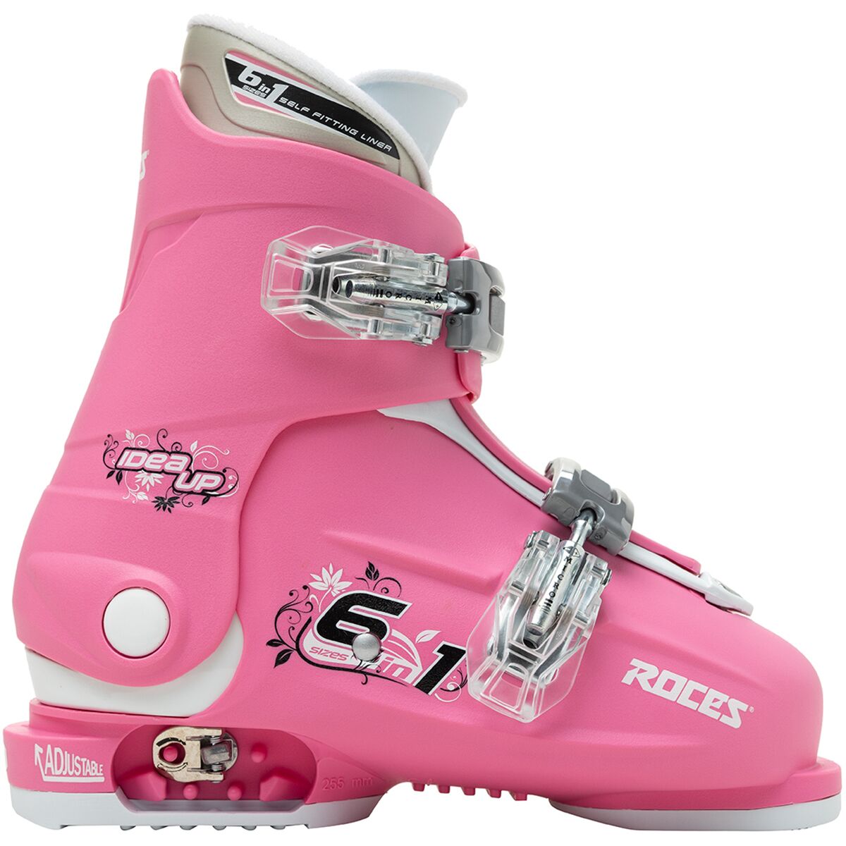 Image of Roces Idea Up Adjustable Double Buckle Ski Boots - Kids' Deep Pink/White, 19.0-22.0