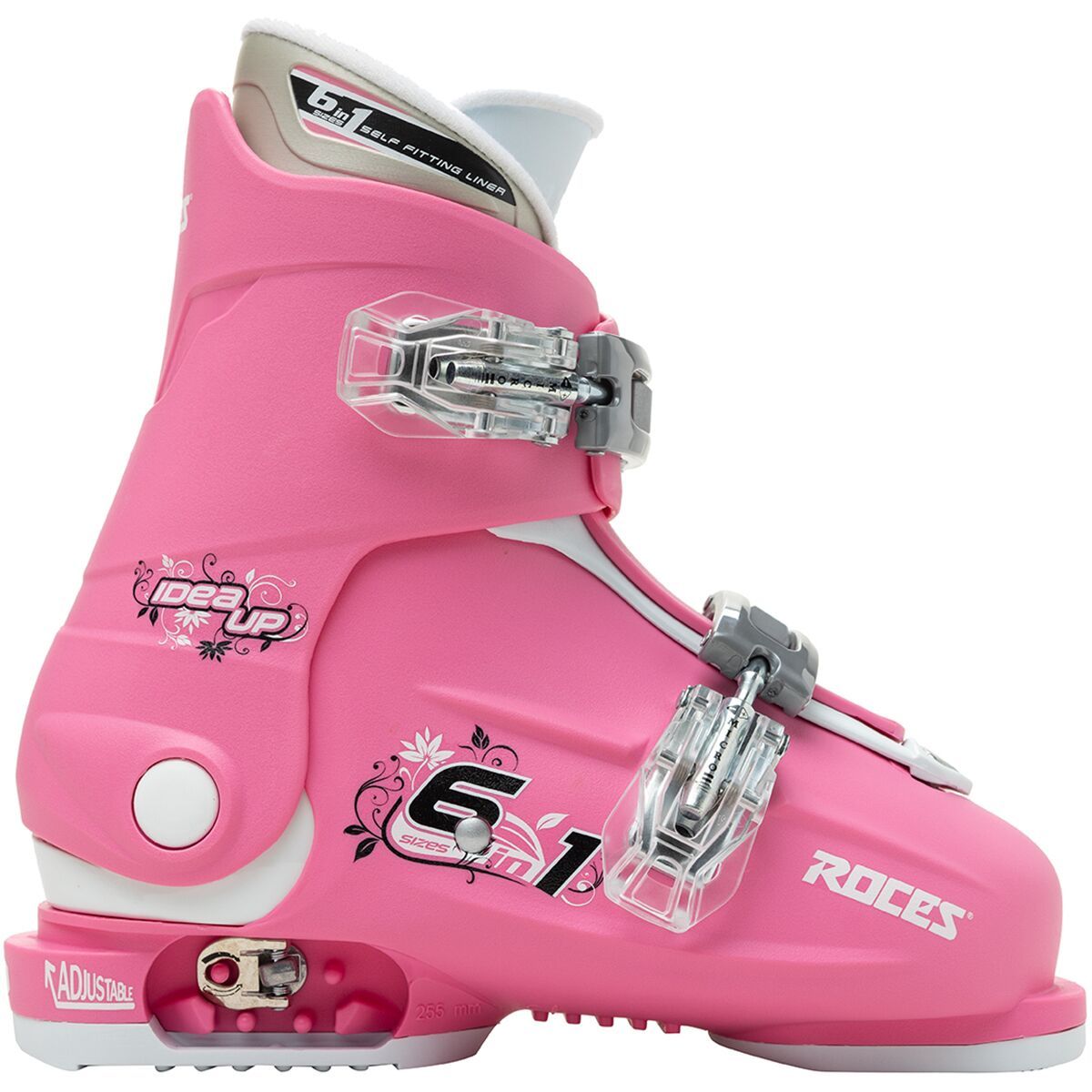 Image of Roces Idea Up Adjustable Double Buckle Ski Boots - Kids' White/Deep Pink, 19.0-22.0