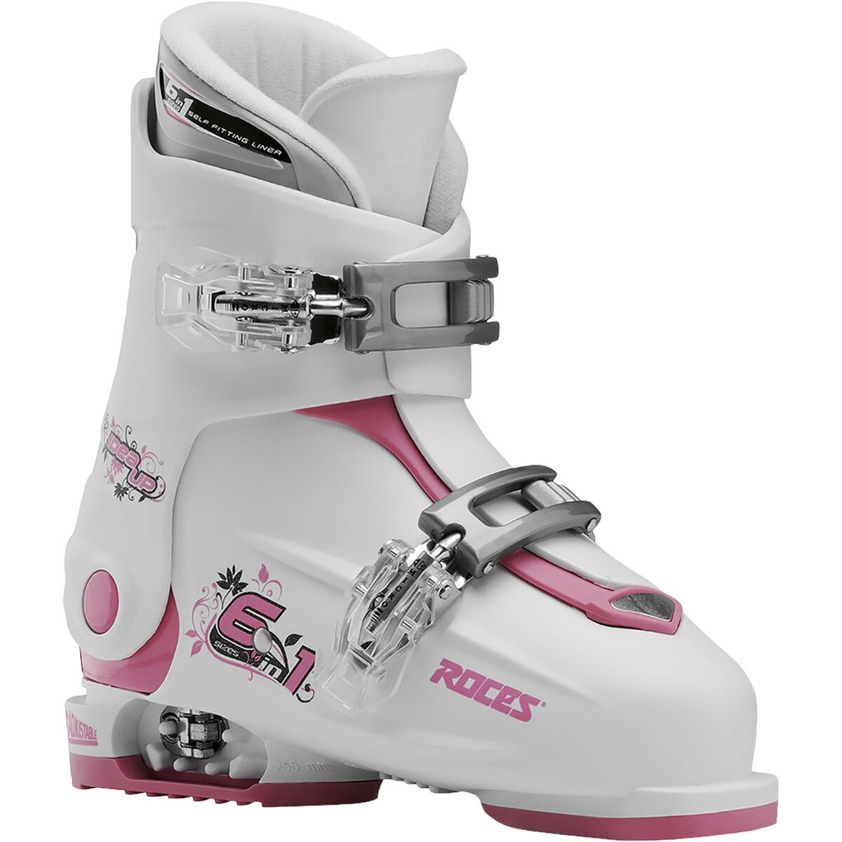 Image of Roces Idea Up Adjustable Double Buckle Ski Boots - Kids' White/Deep Pink, 19.0-22.0