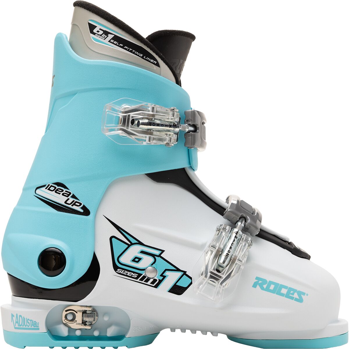 Image of Roces Idea Up Adjustable Double Buckle Ski Boots - Kids' White/Light Blue, 19.0-22.0