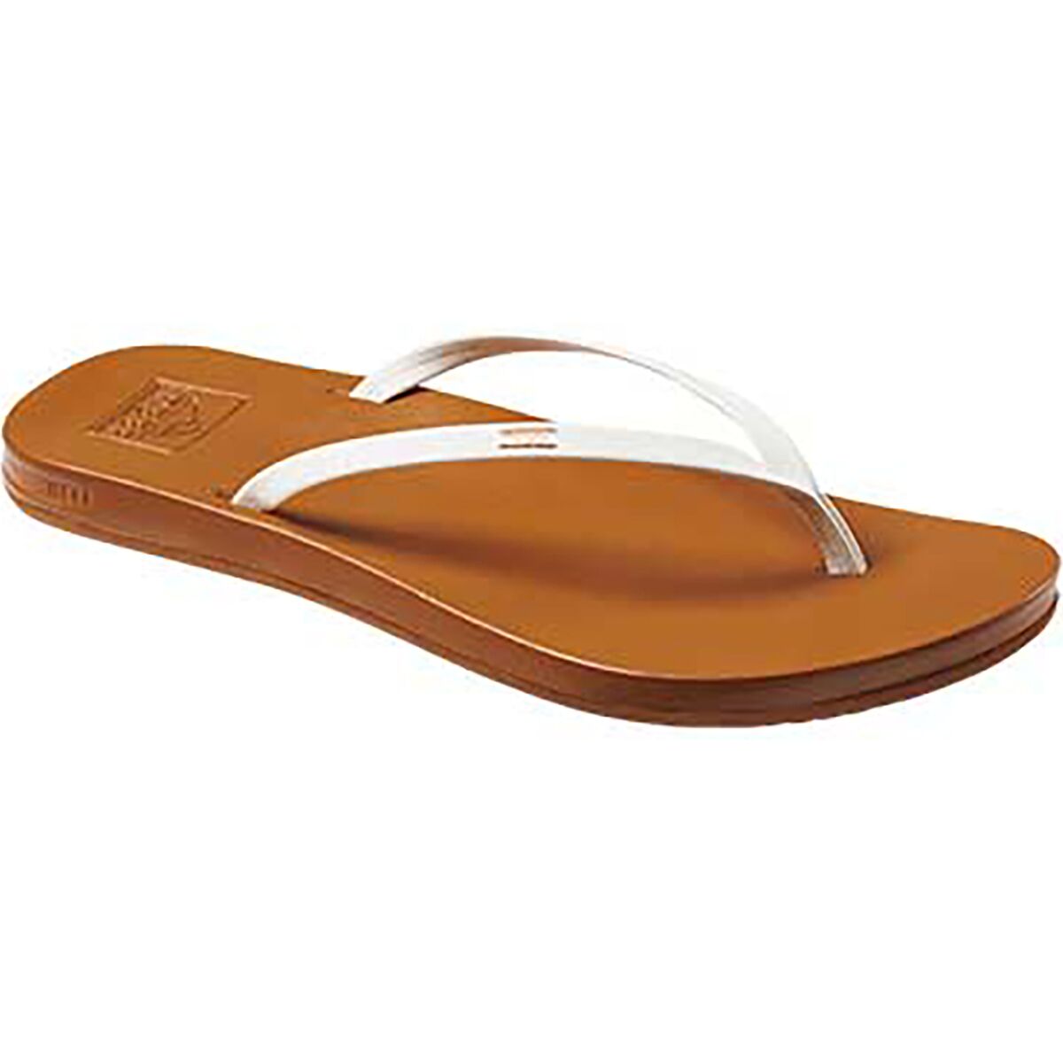 Image of Reef Cushion Slim Flip Flop - Women's White/Tan, 10.0