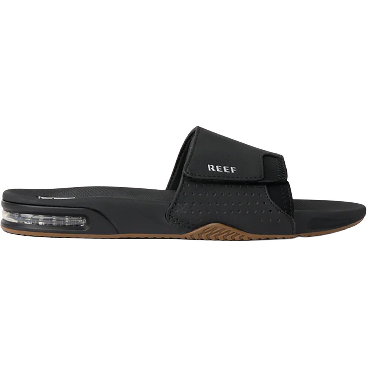 Image of Reef Fanning Slide Sandal - Men's Black/Silver, 10.0
