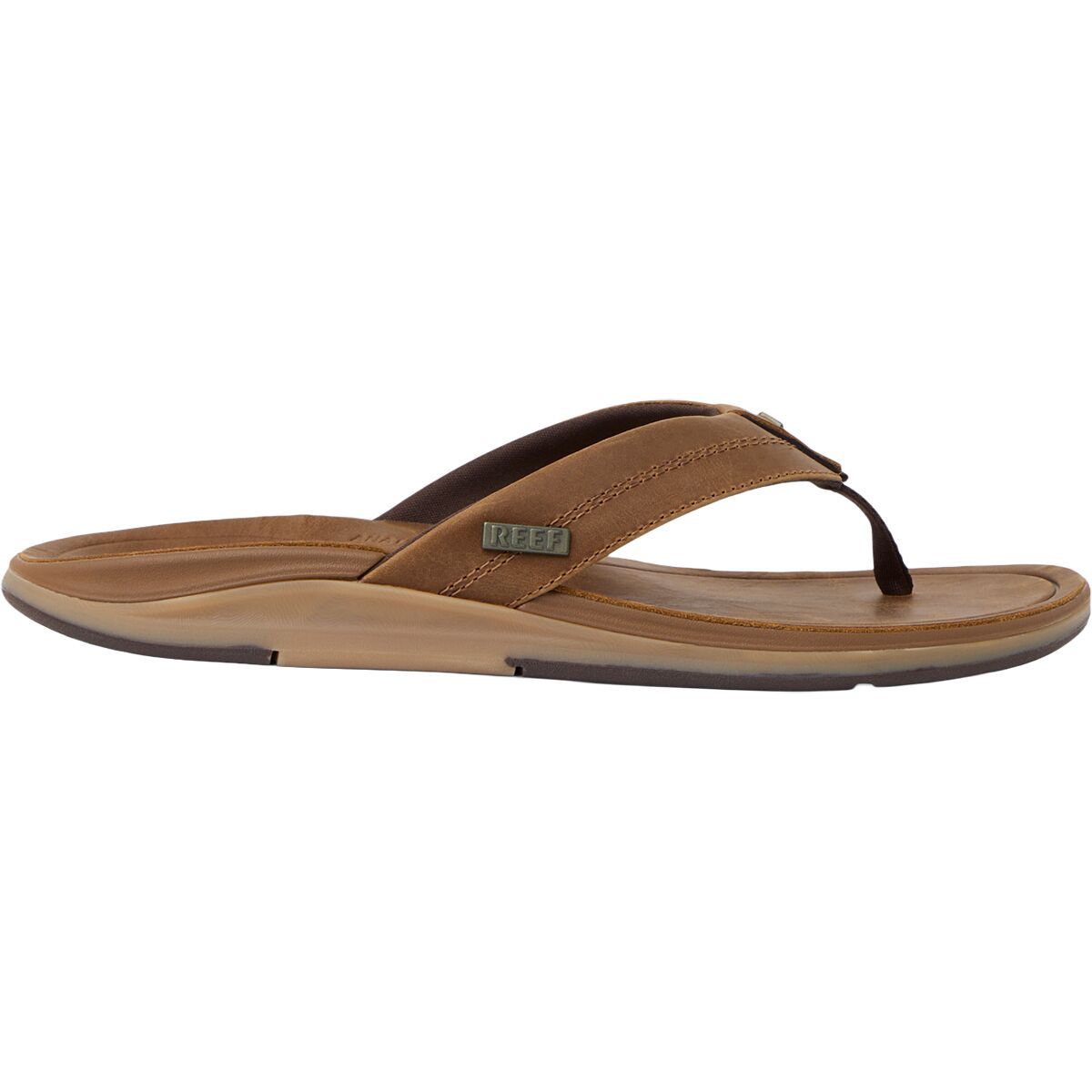 Image of Reef Leather Offshore Flip Flop - Men's Bronze/Brown, 8.0
