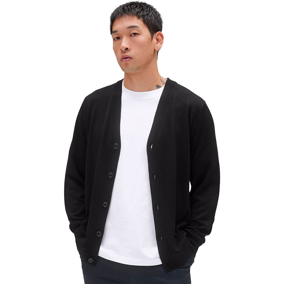 Reigning Champ Lightweight Merino Harry Cardigan - Men's Black, XL